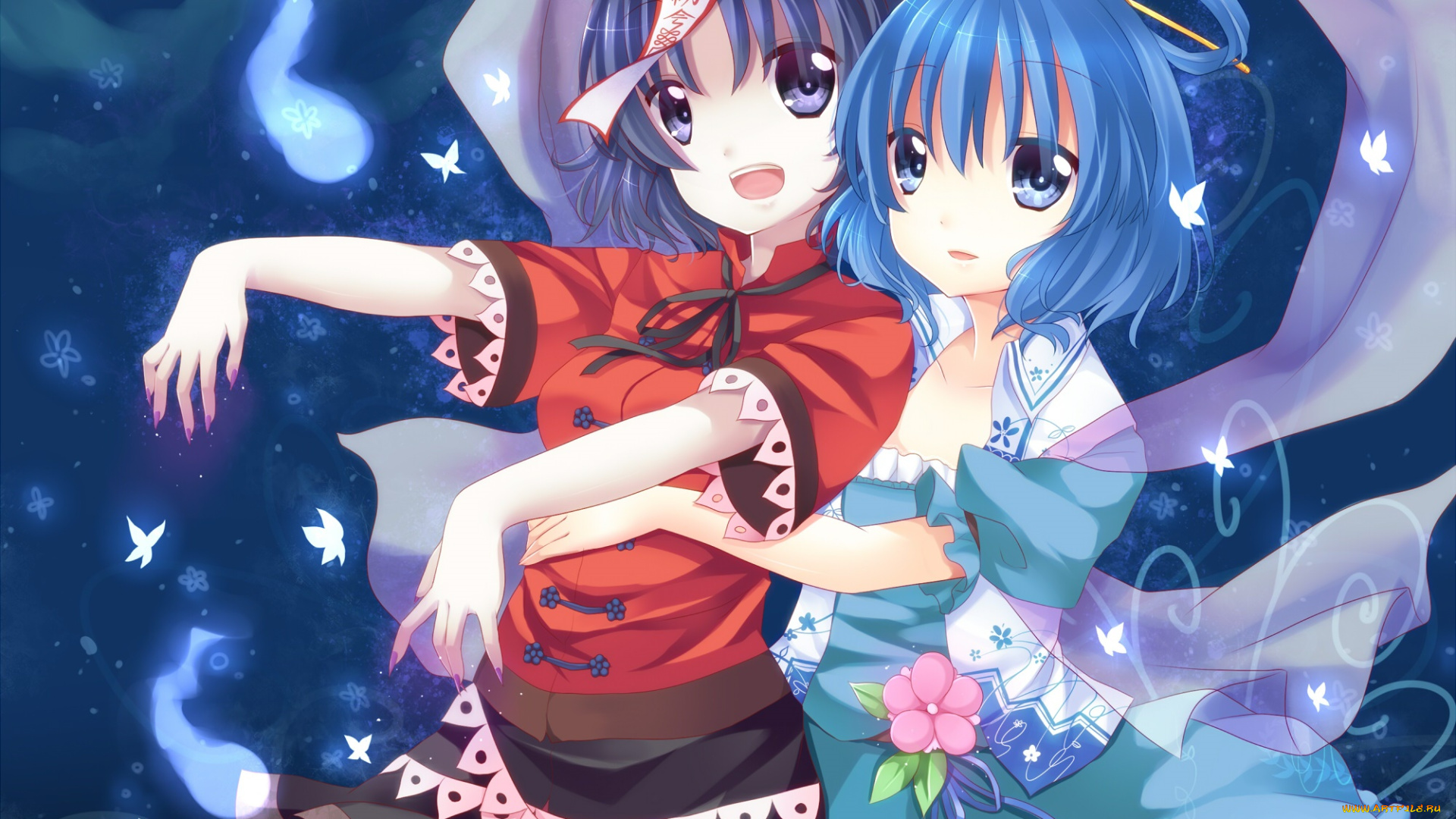 аниме, touhou, фон, взгляд, девушки