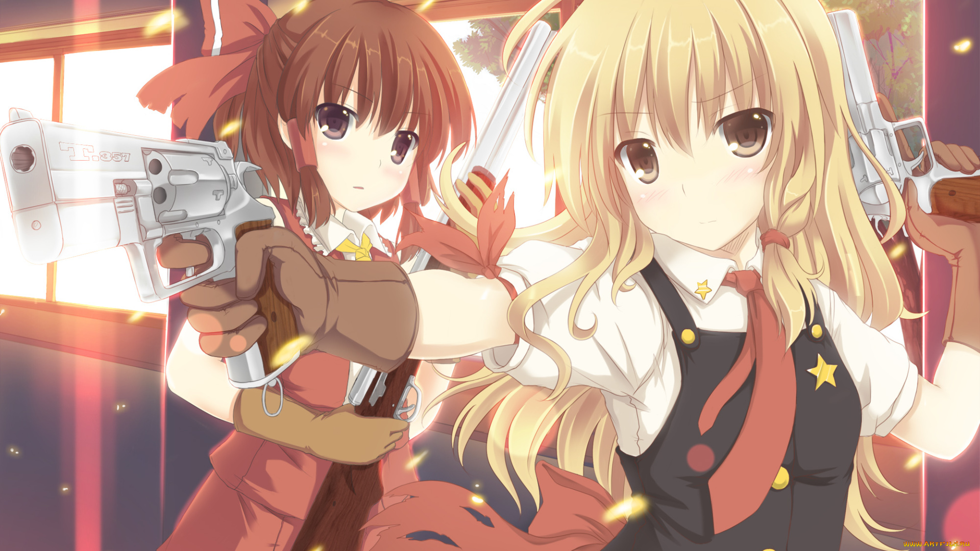 аниме, touhou, фон, взгляд, девушки