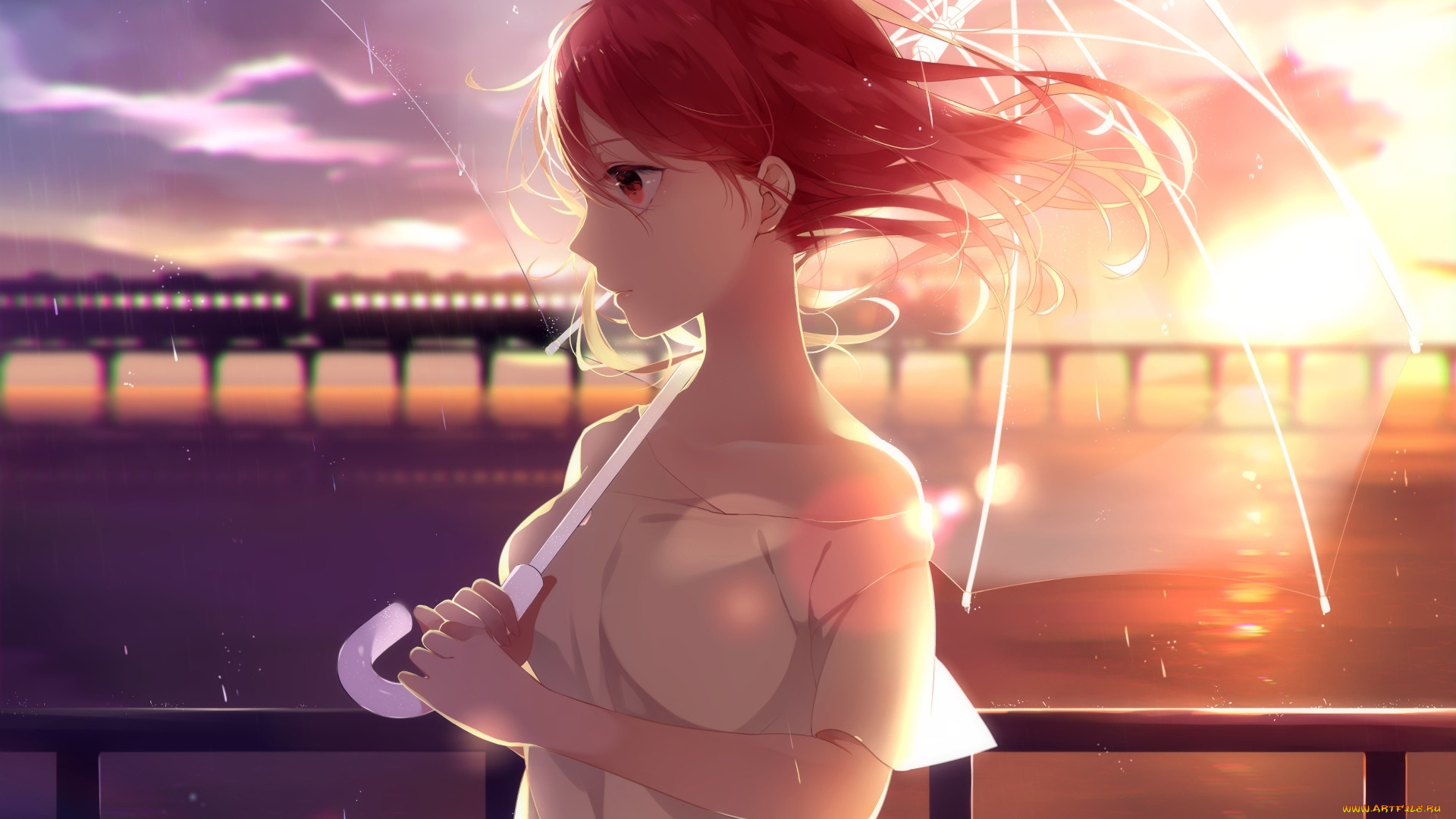 аниме, unknown, , другое, взгляд, девушка, фон