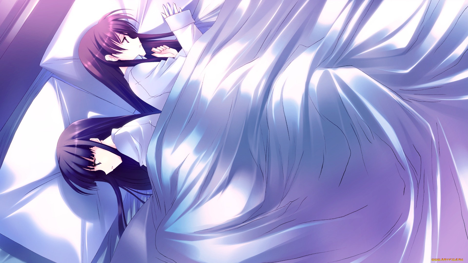 аниме, white, album, фон, взгляд, девушки