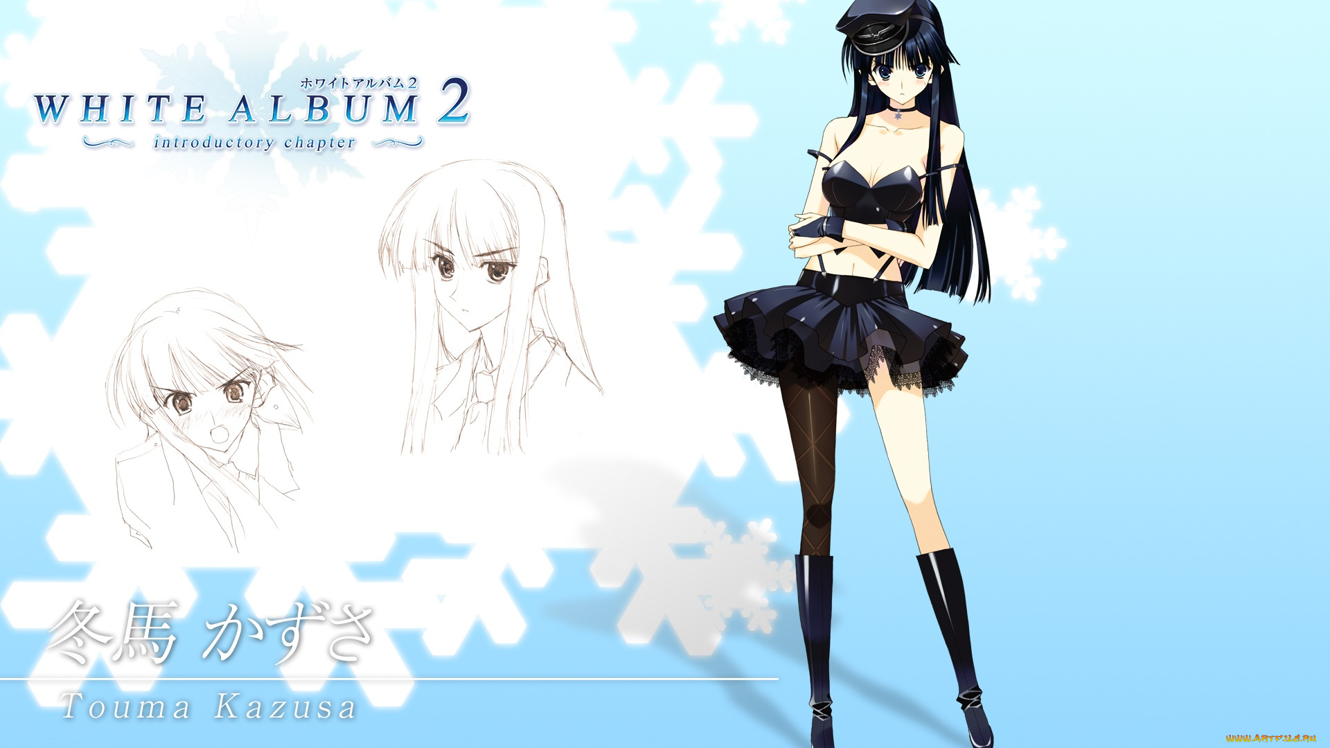 аниме, white, album, взгляд, девушка, фон