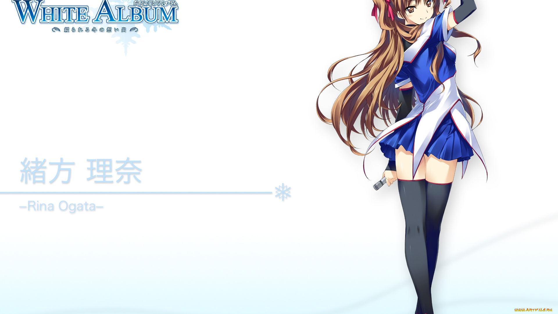 аниме, white, album, взгляд, девушка, фон