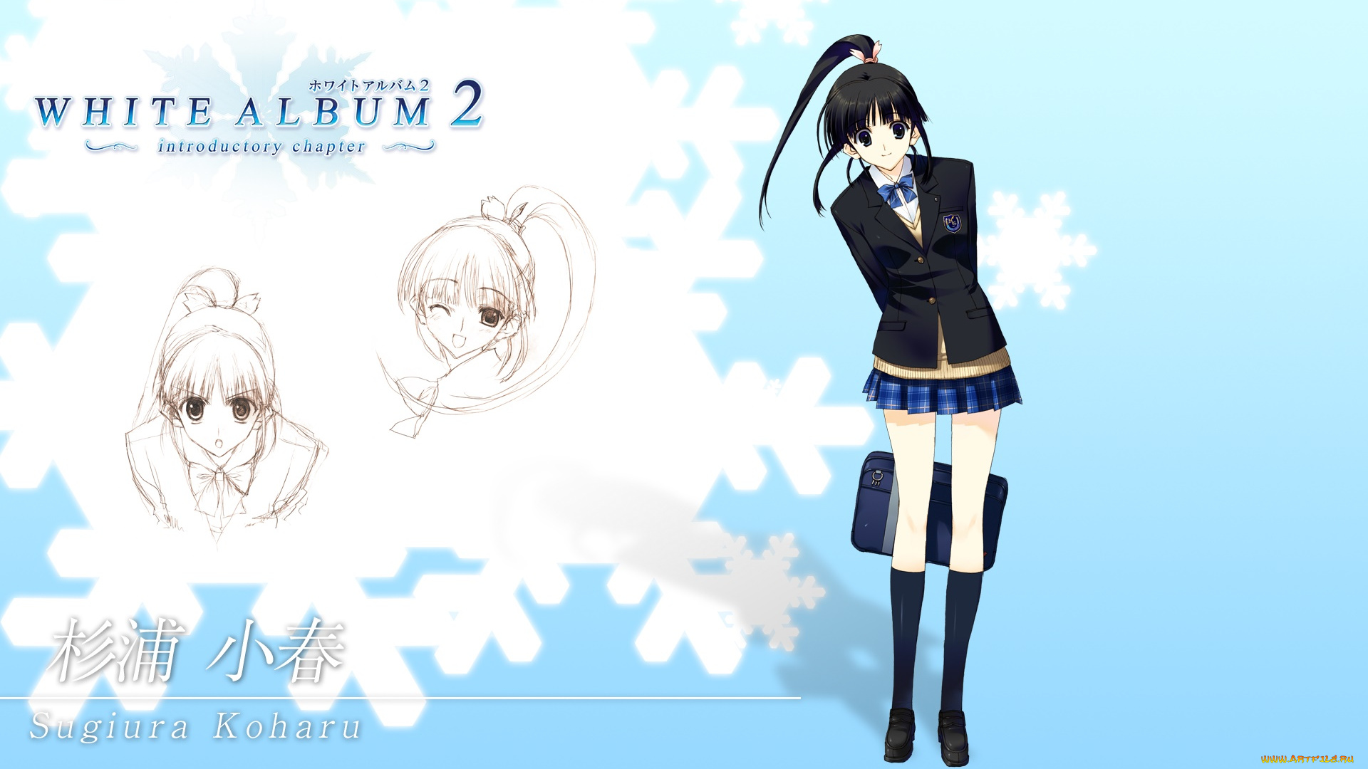 аниме, white, album, взгляд, фон, девушка