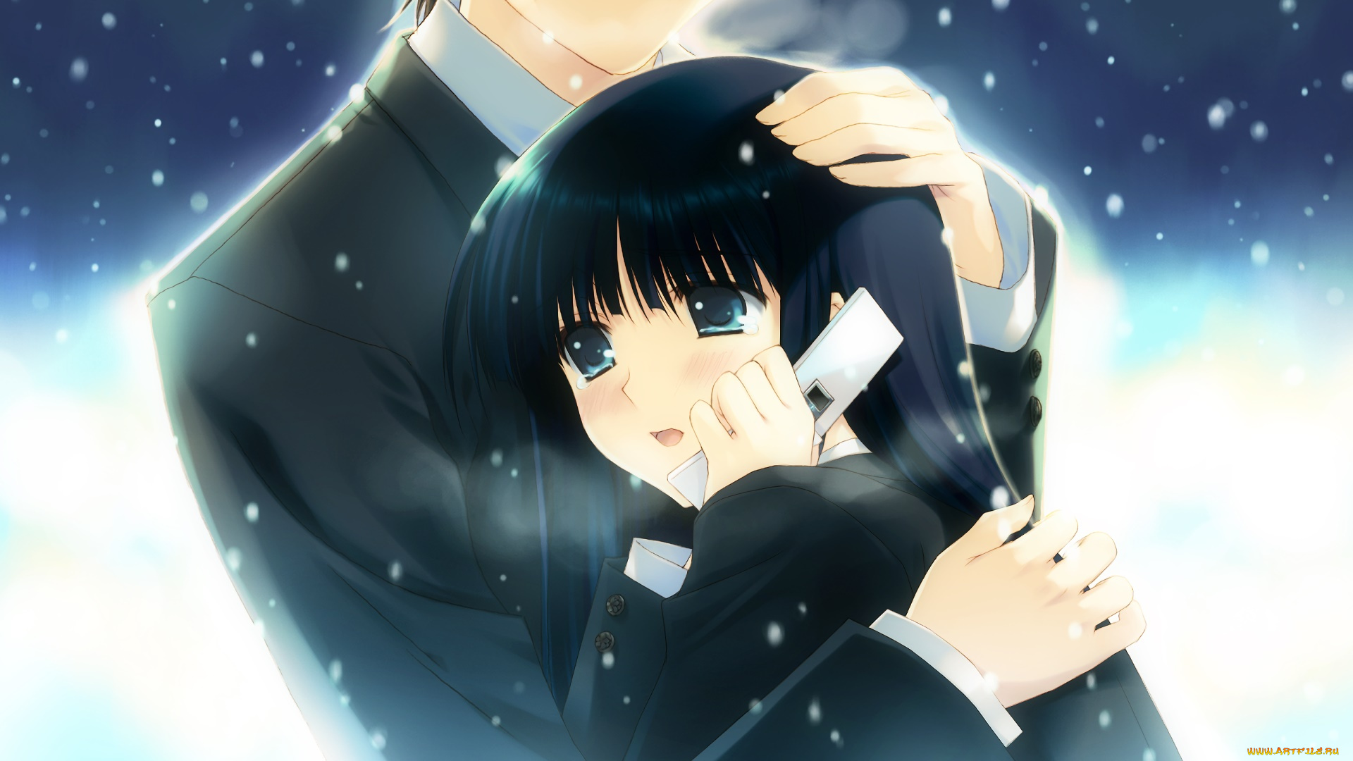 аниме, white, album, взгляд, фон, девушка