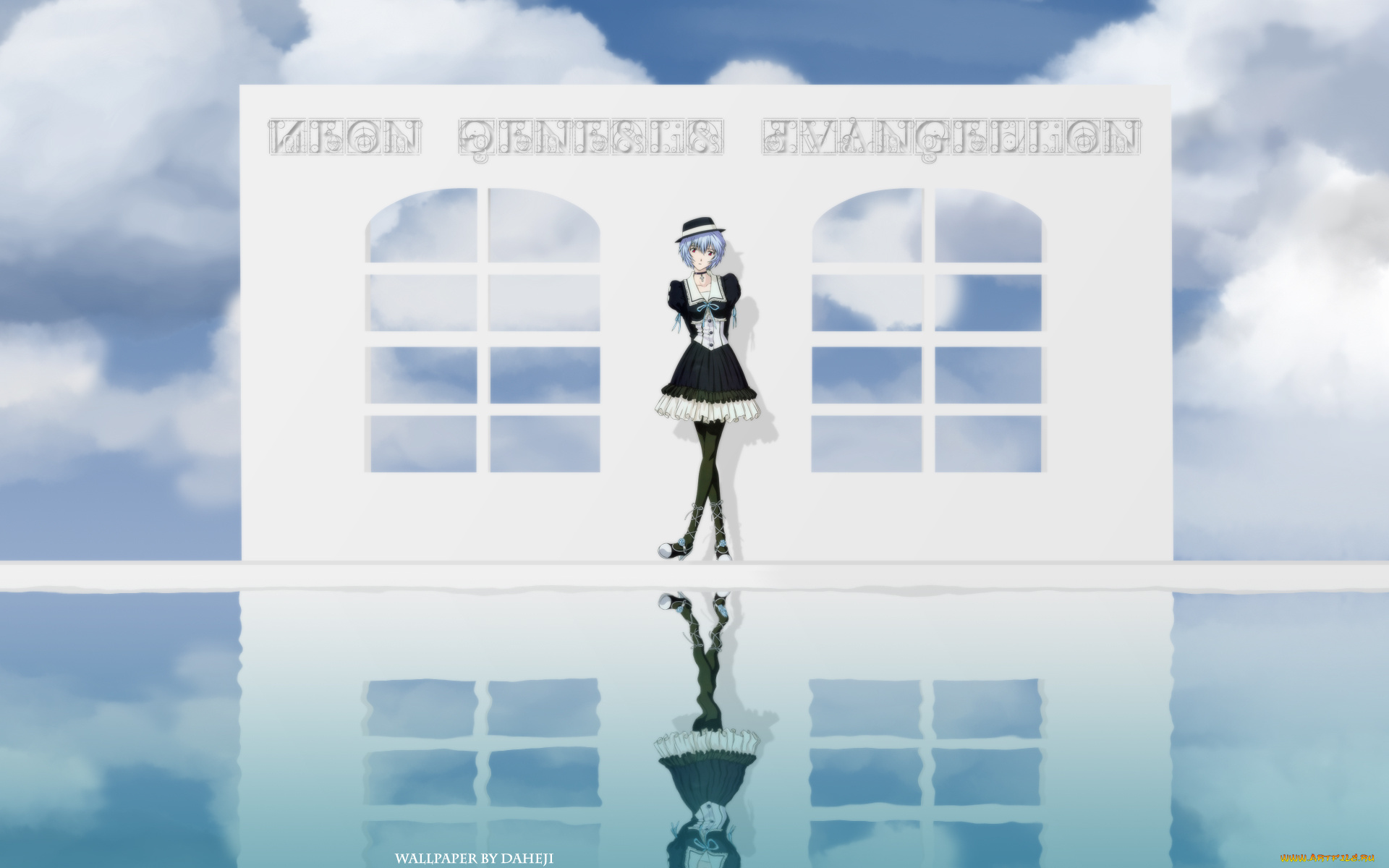 аниме, evangelion, фон, взгляд, девушка