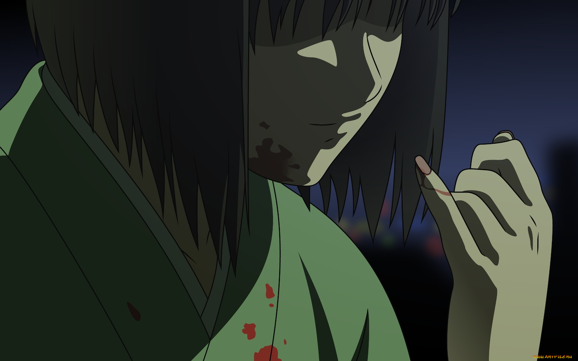 аниме, kara, no, kyokai, фон, взгляд, девушка