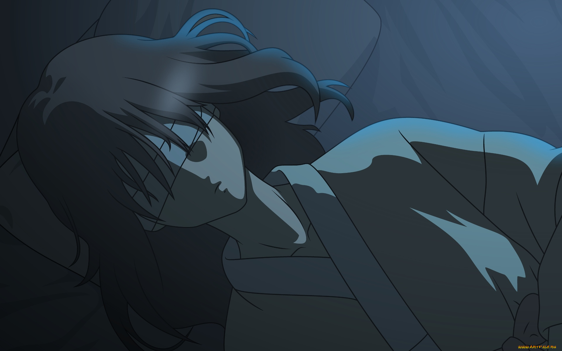 аниме, kara, no, kyokai, фон, взгляд, девушка