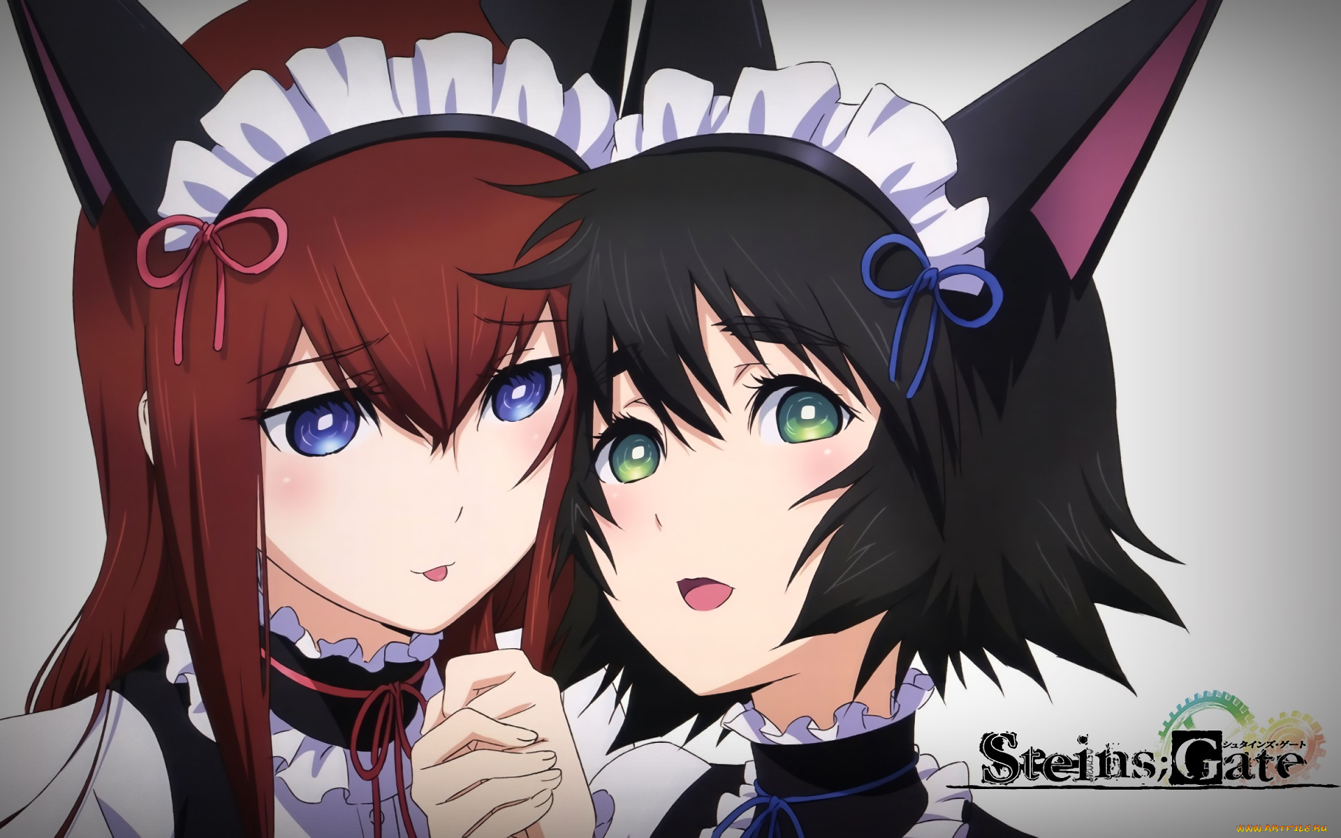 steins, gate, аниме, steins, gate, фон, девушки, взгляд