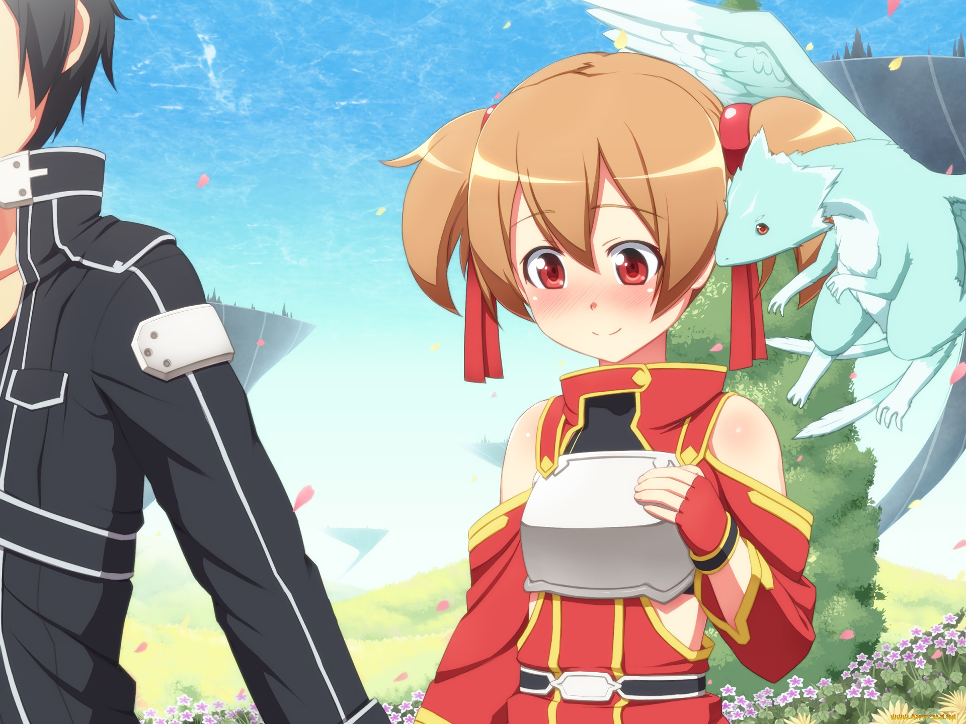 аниме, sword, art, online, девушка, взгляд, фон