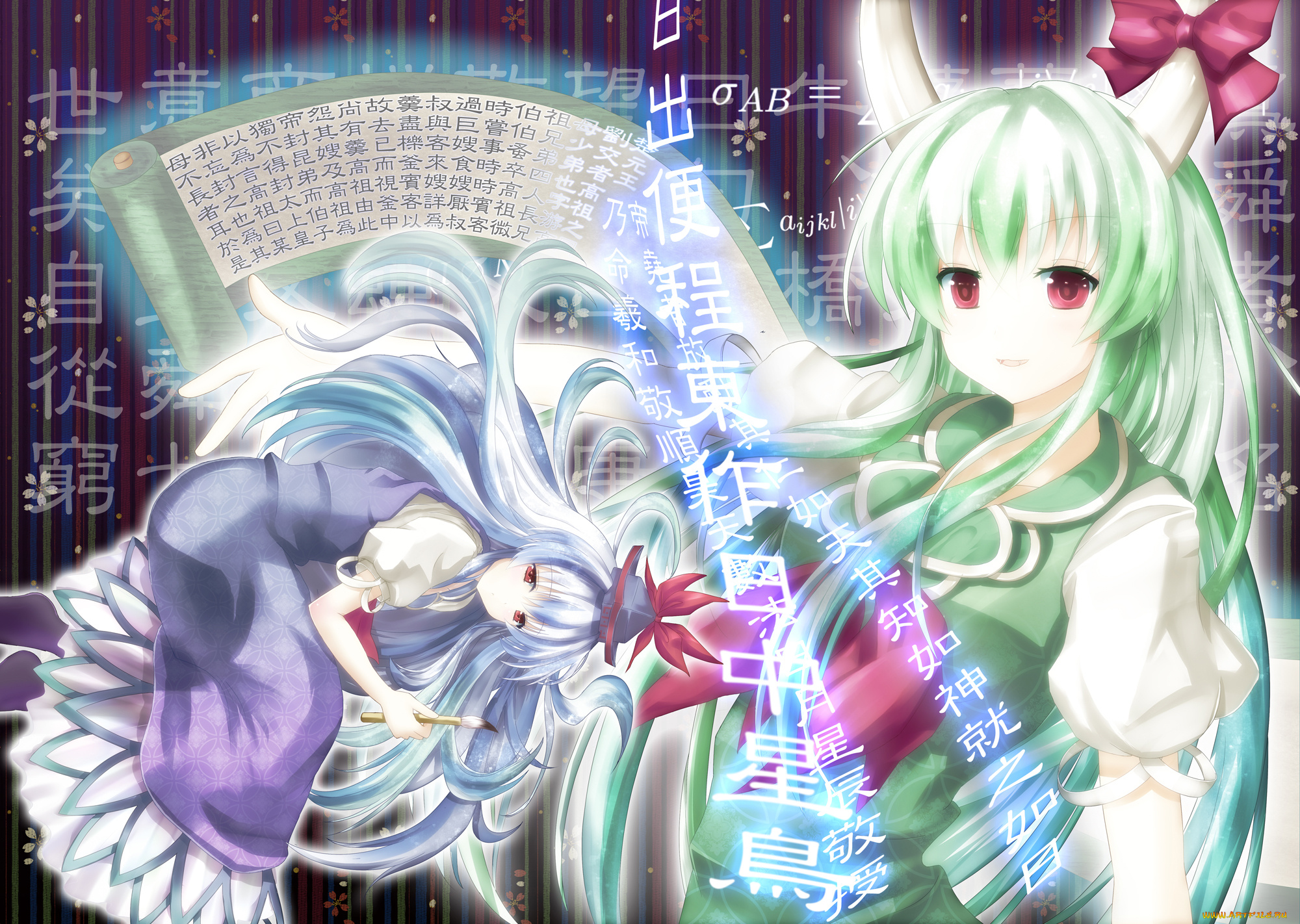 аниме, touhou, фон, взгляд, девушки