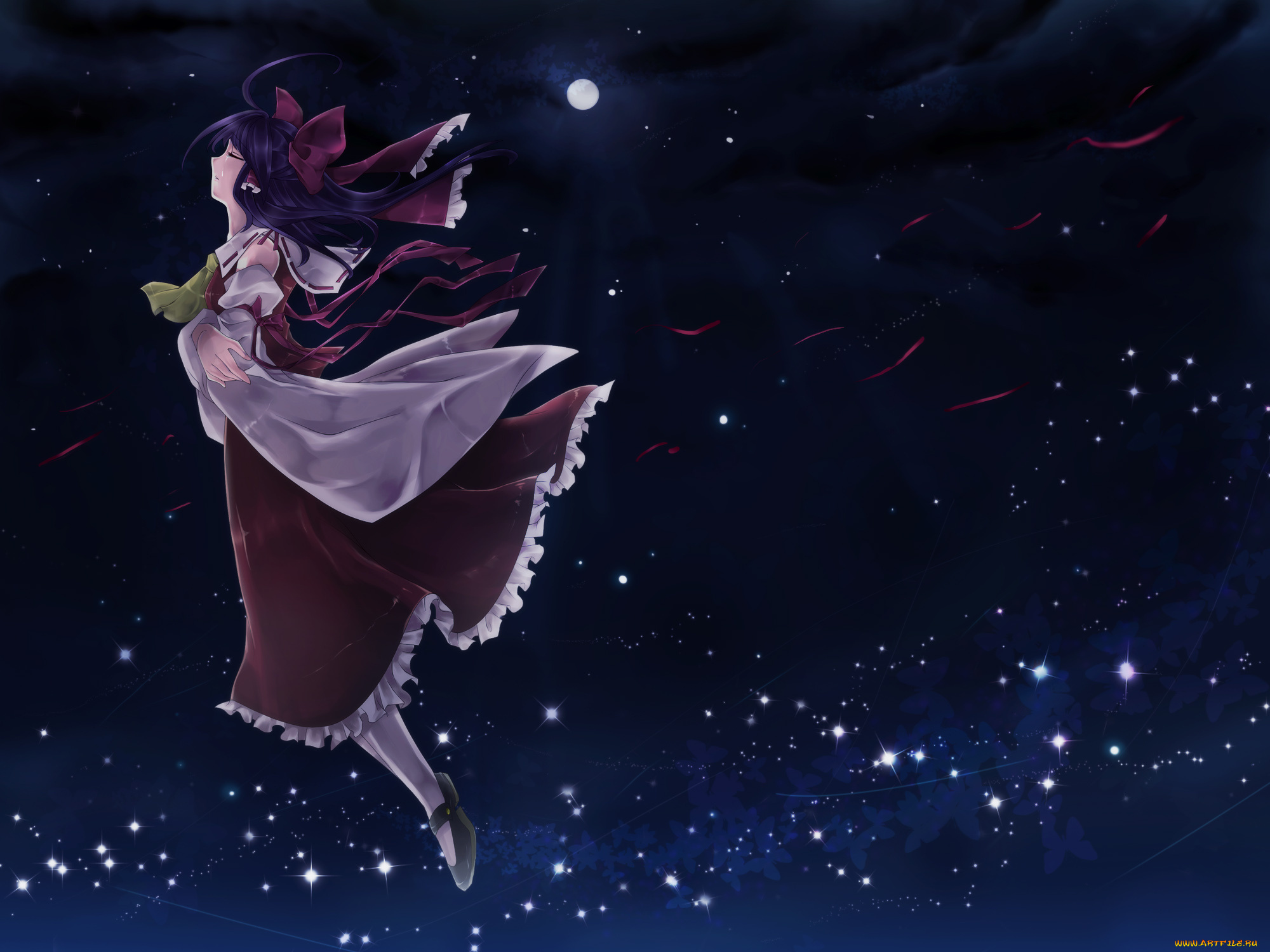 аниме, touhou, фон, взгляд, девушка