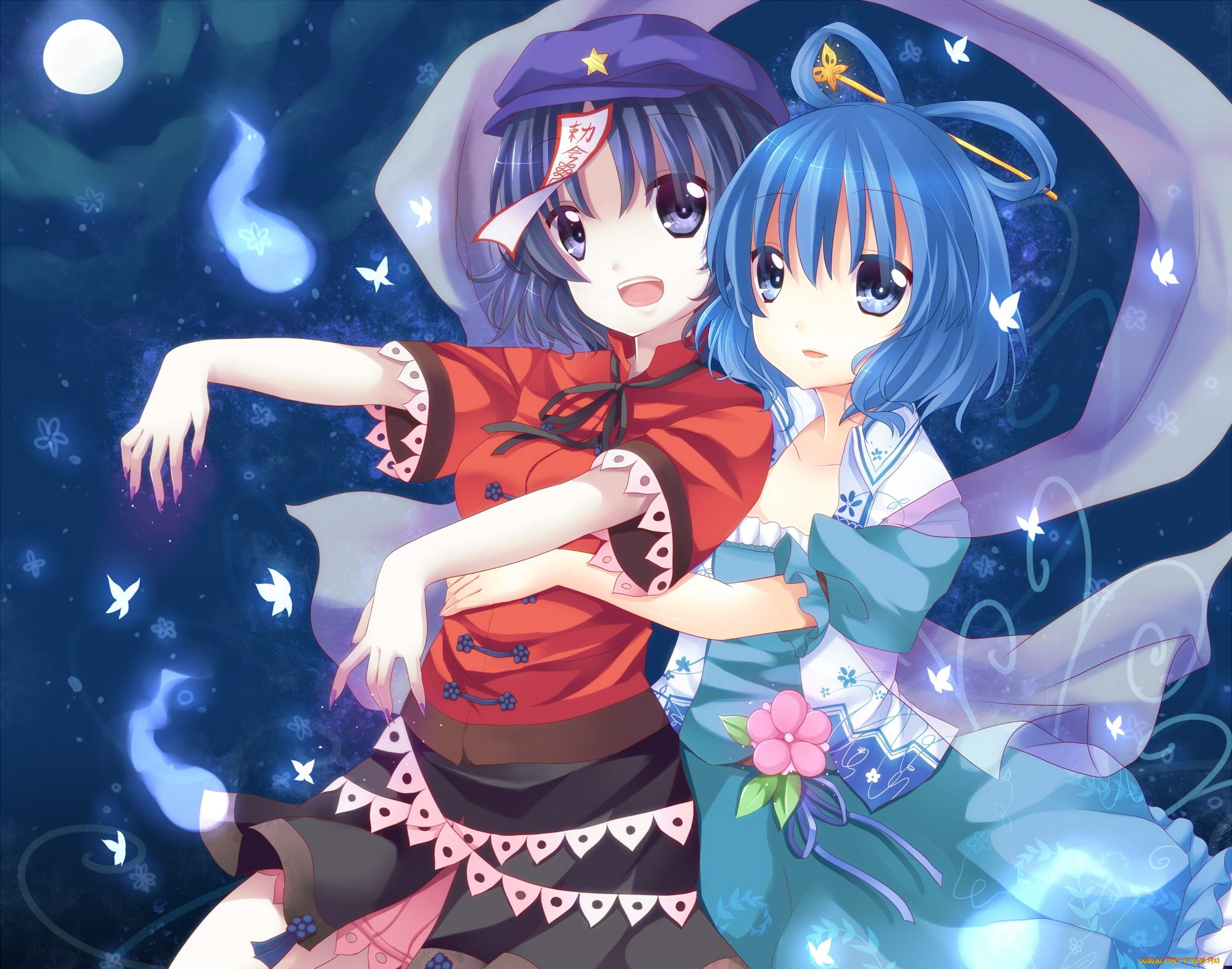 аниме, touhou, фон, взгляд, девушки