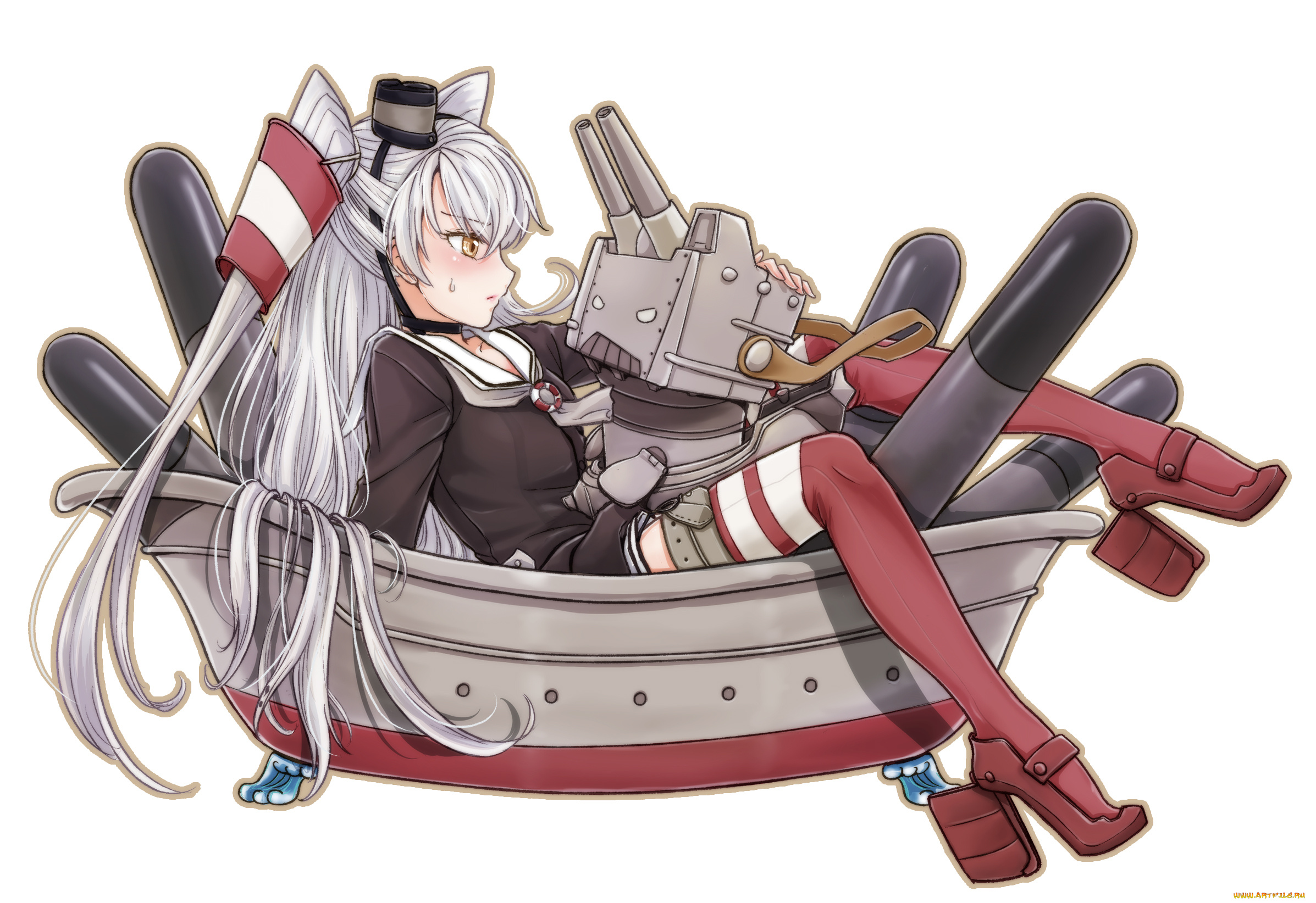 аниме, kantai, collection, фон, взгляд, девушка