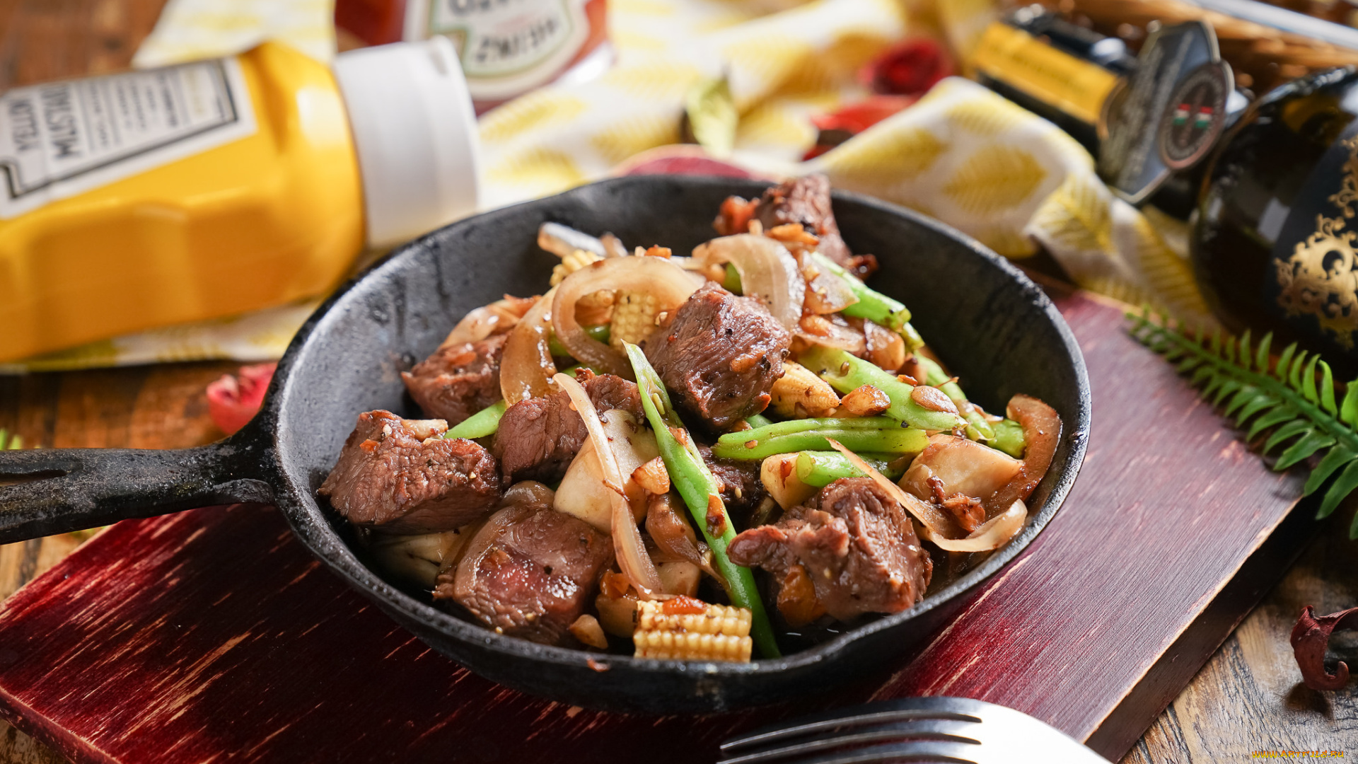 еда, мясные, блюда, зелень, мясное, блюдо