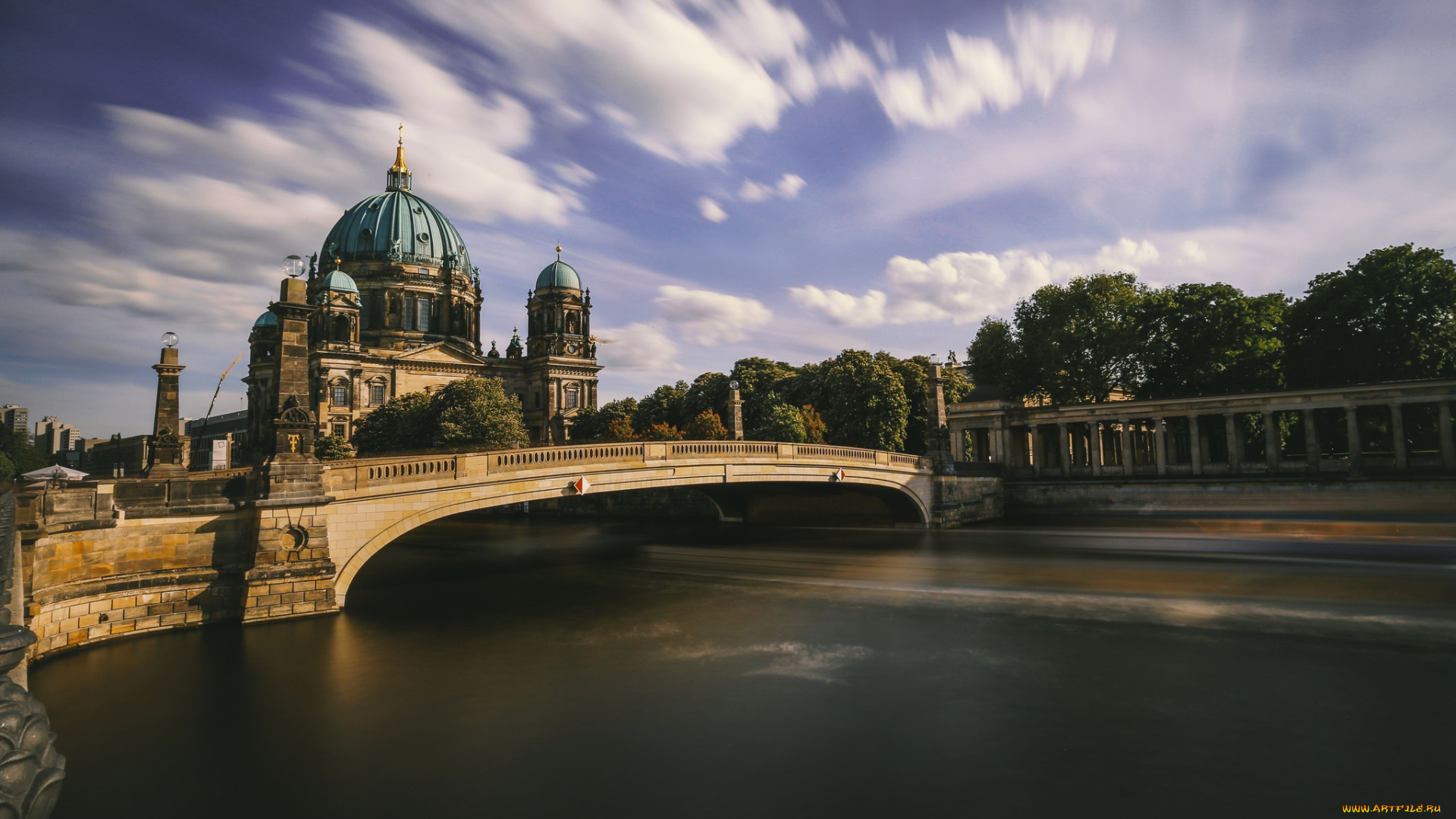 города, берлин, , германия, berliner, dom, awesome, sky, spree