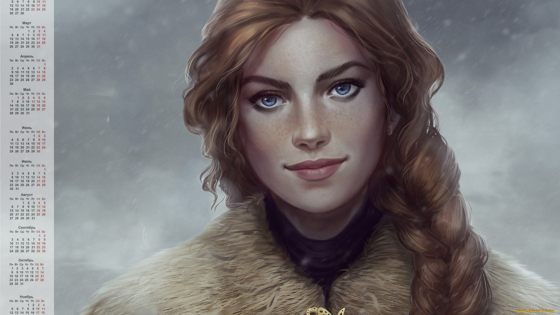 календари, кино, , мультфильмы, девушка, снег, взгляд