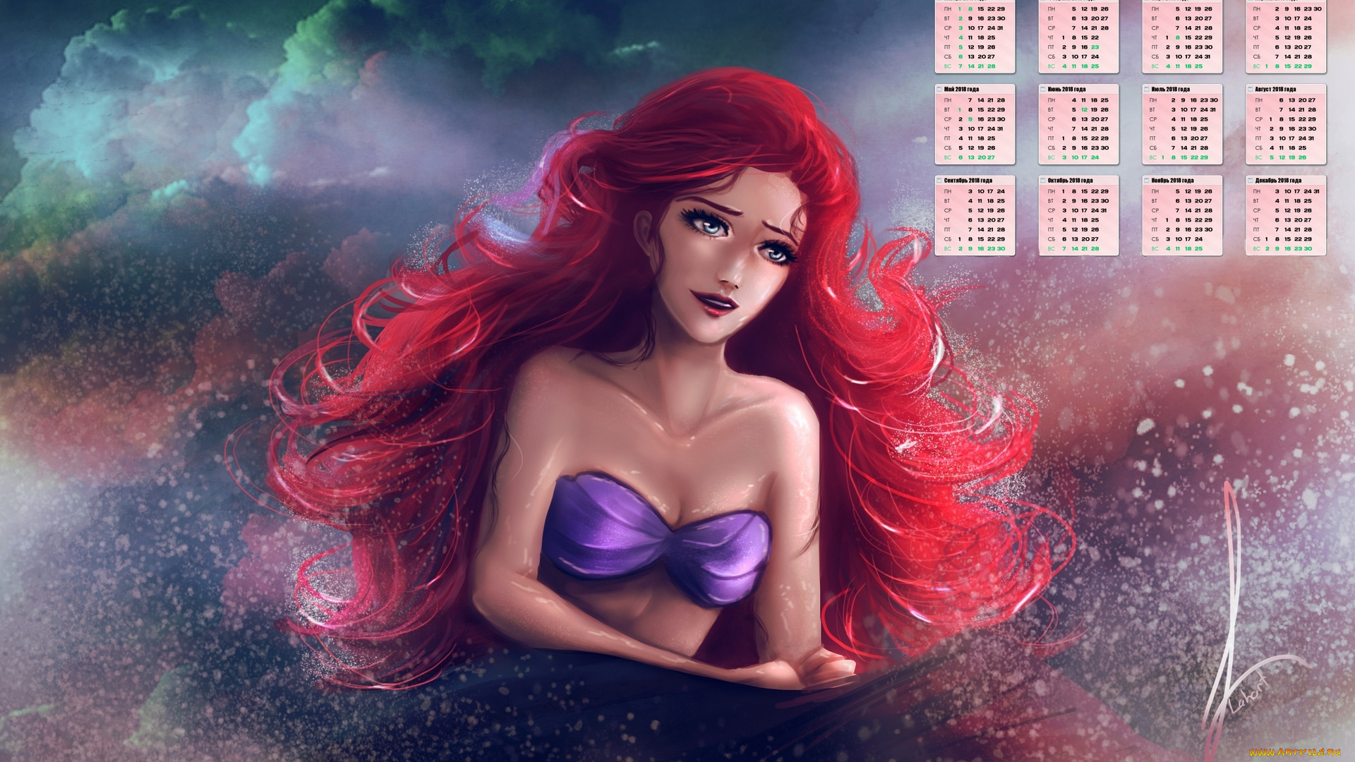 календари, кино, , мультфильмы, облака, девушка