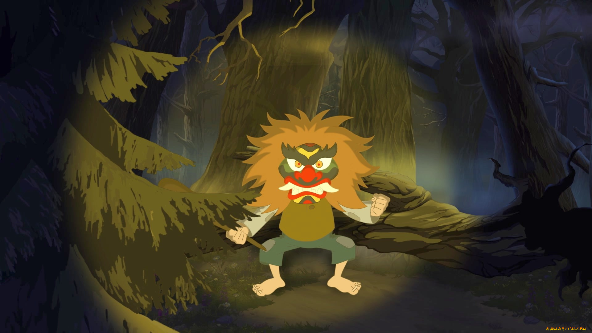 мультфильмы, иван, царевич, и, серый, волк, 3, деревья, маска, свет, лес