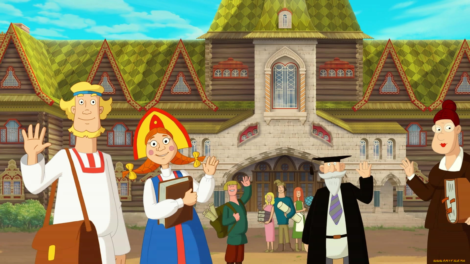 мультфильмы, иван, царевич, и, серый, волк, 3, эмоции, кокошник, люди, здание