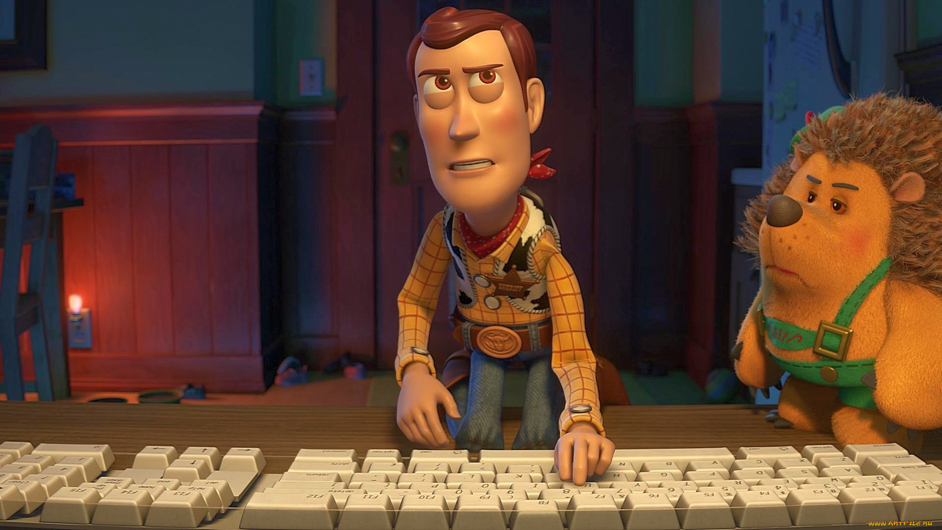 мультфильмы, toy, story, 3, клавиатура, еж, шериф, игрушка
