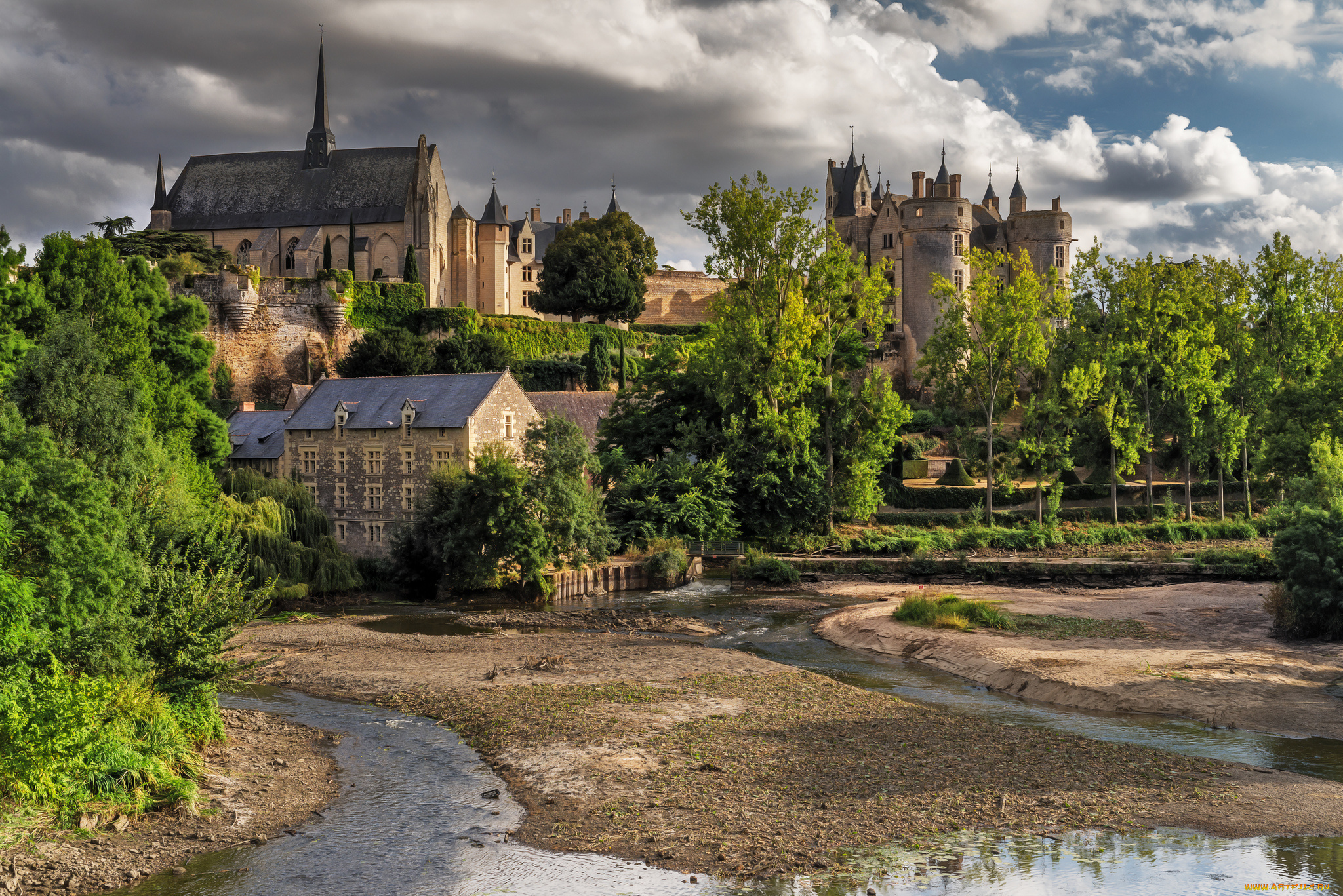 montreuil-bellay, города, -, пейзажи, городок