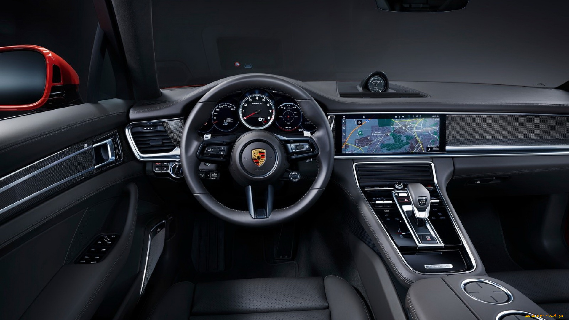 автомобили, интерьеры, porsche, panamera, turbo, s, 2021, темный, салон, интерьер