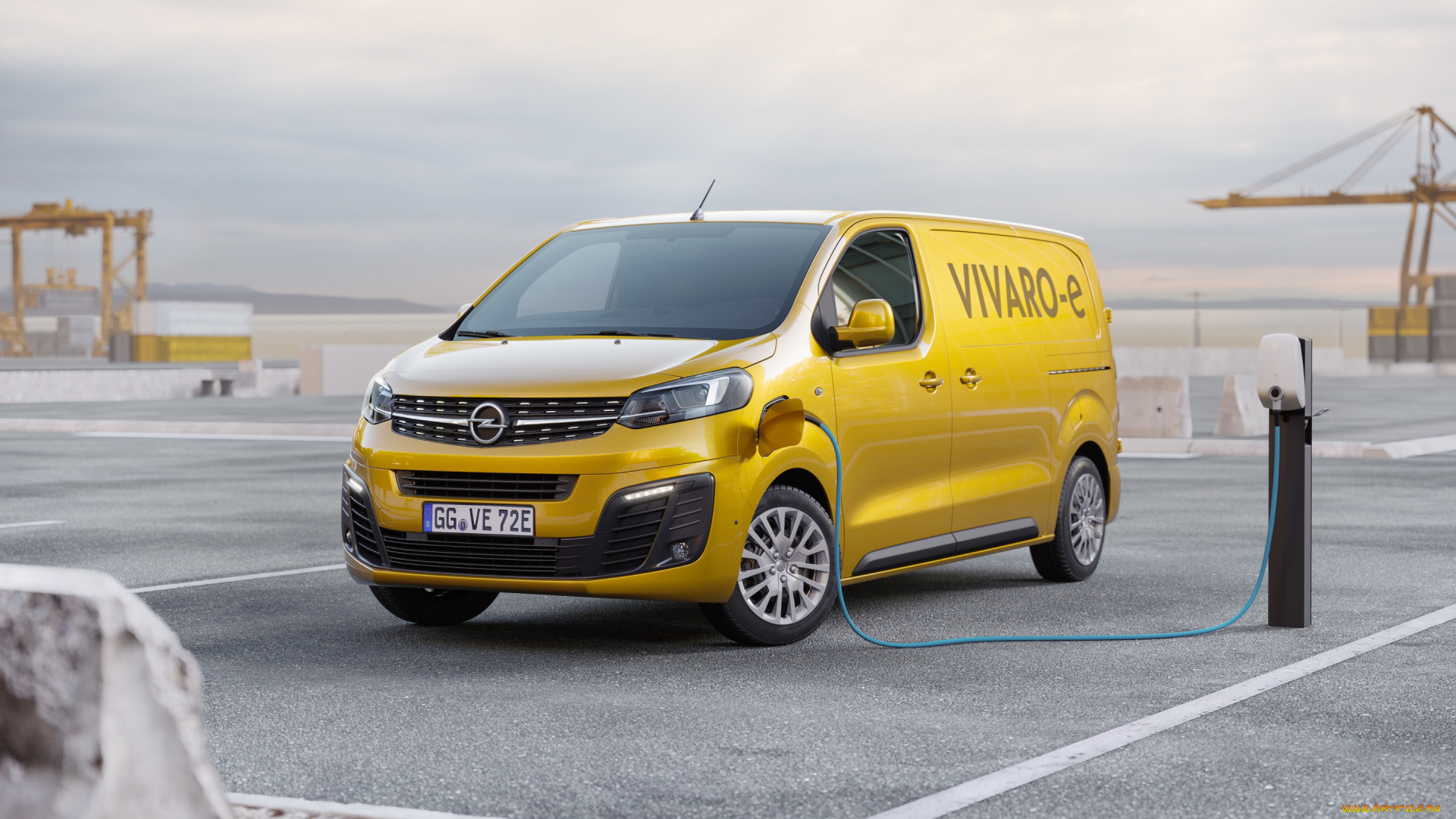 автомобили, opel, vivaro-e, 2020, электрический, автомобиль, фургон, экстерьер, желтый, vivaro, вид, спереди, минивэн