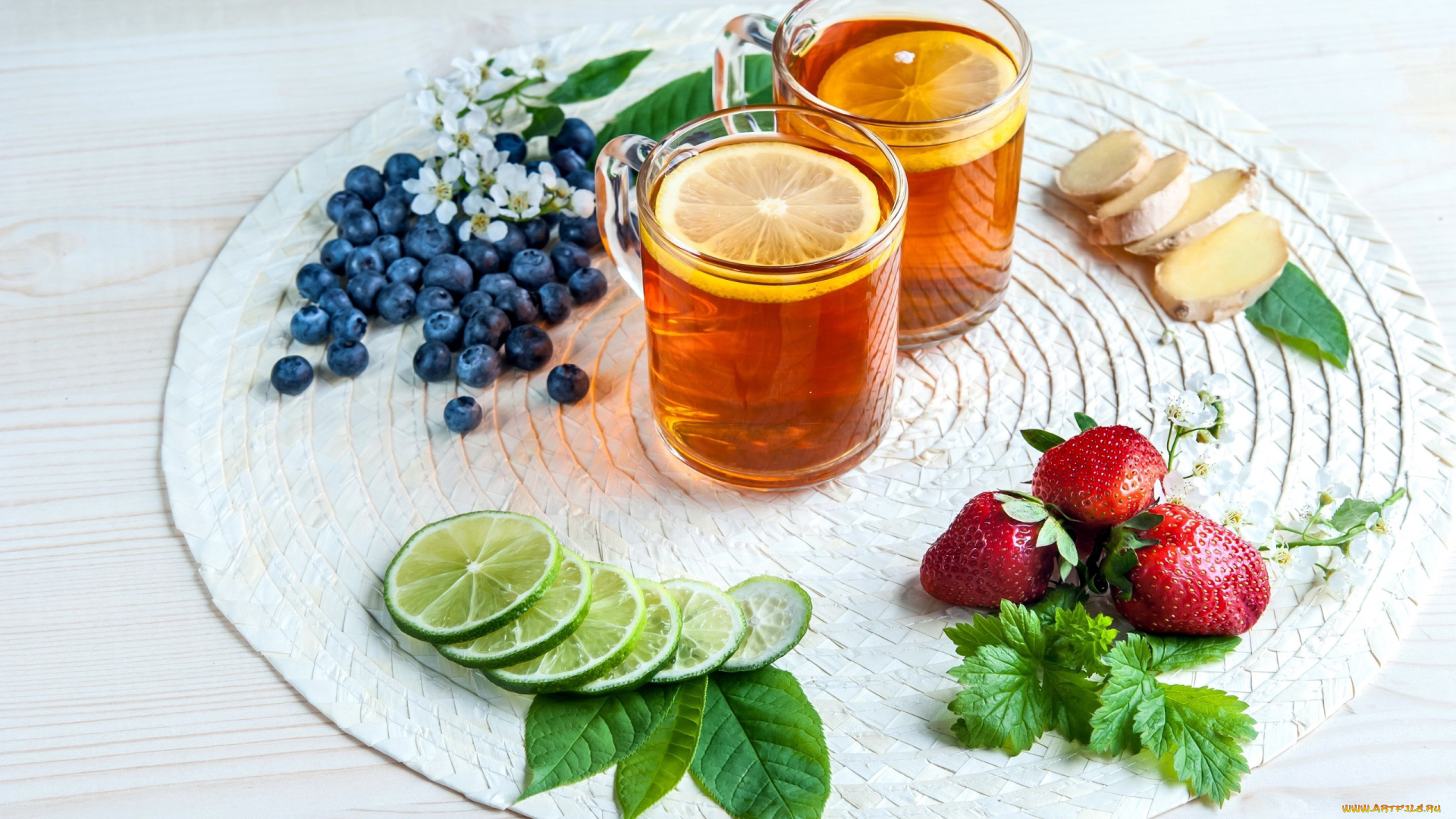 еда, напитки, , чай, черника, лайм, чай, имбирь, клубника