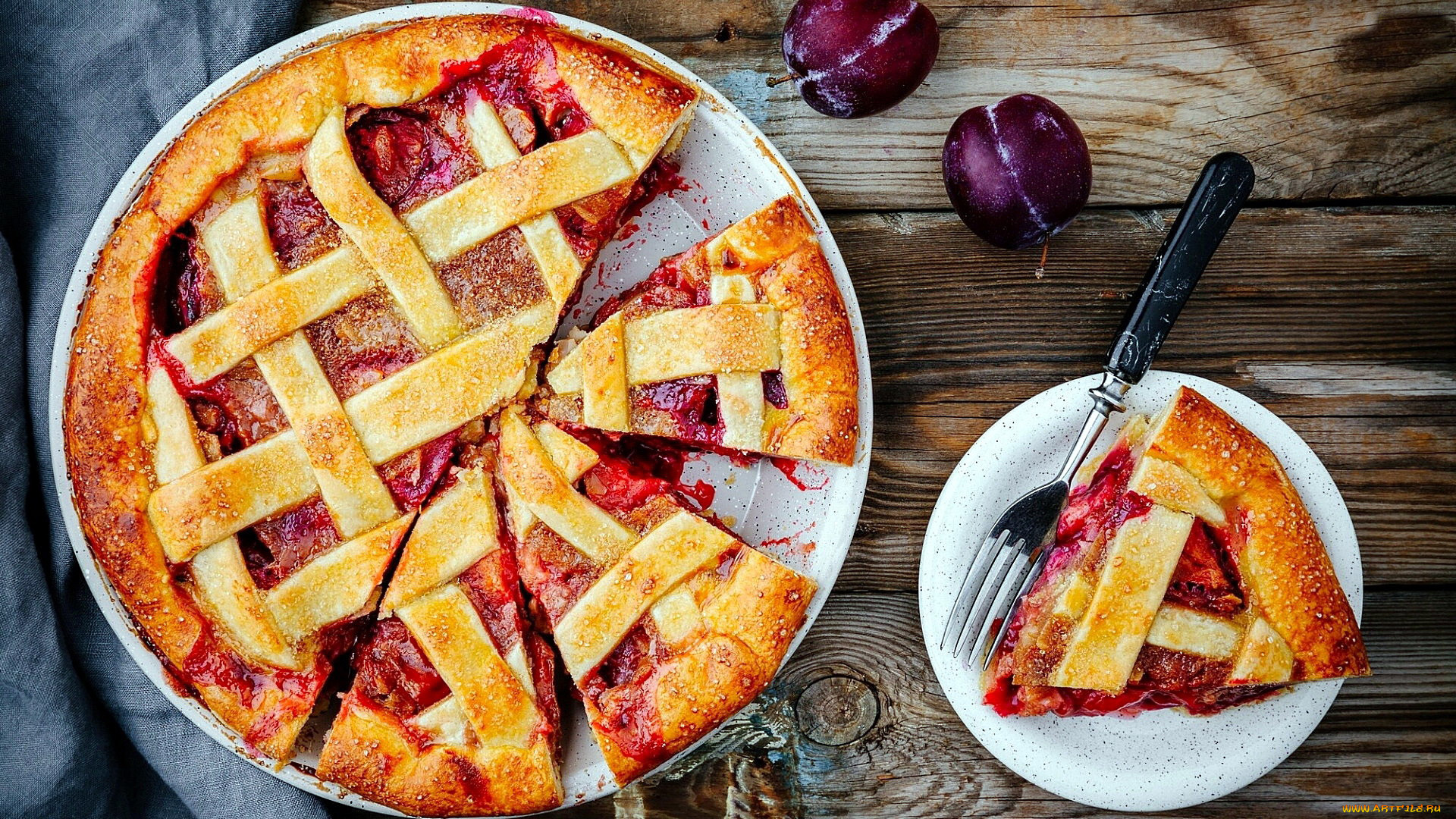 еда, пироги, сливы, пирог, сливовый