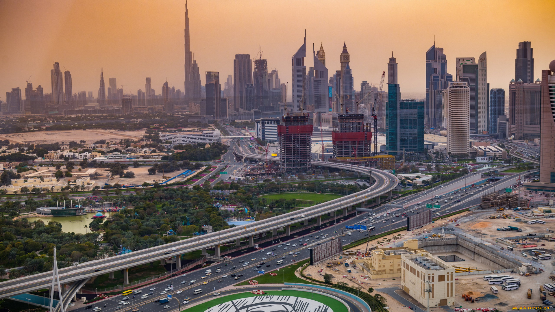 города, дубай, , оаэ, панорама