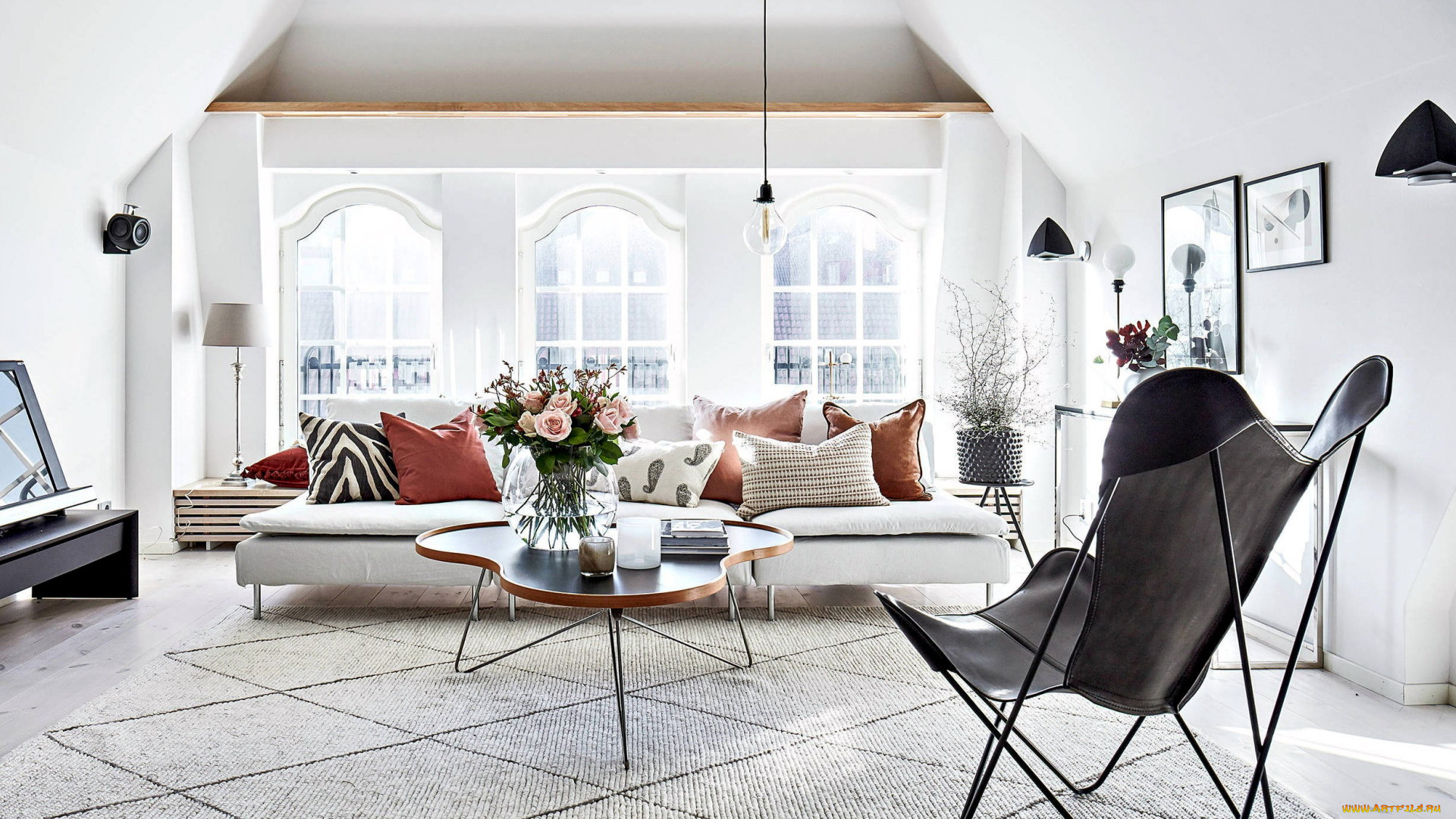 интерьер, гостиная, диван, телевизор, кресло