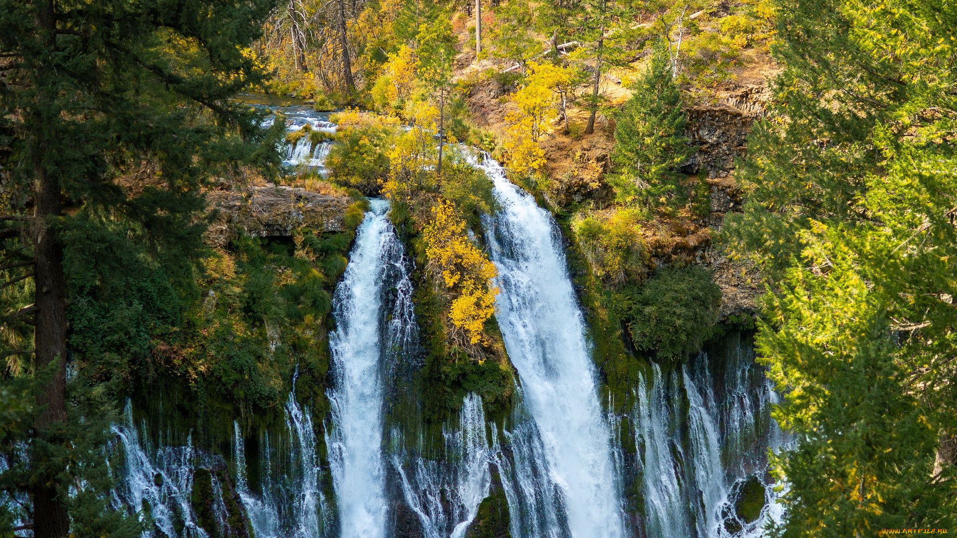 природа, водопады, вода, водопад, поток
