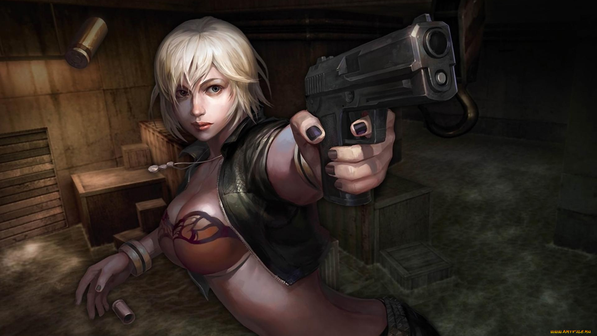 видео, игры, counter, strike, девушка, пистолет, гильза, склад