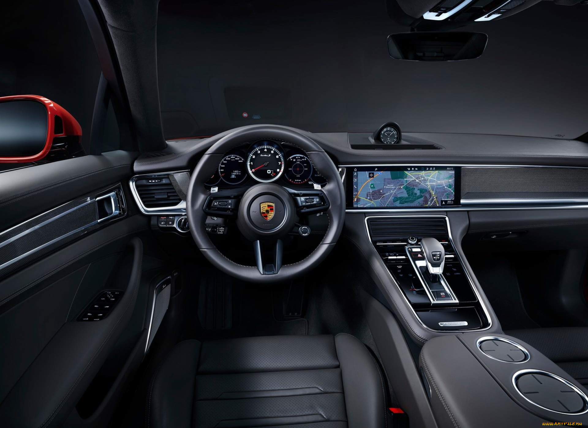 автомобили, интерьеры, porsche, panamera, turbo, s, 2021, темный, салон, интерьер
