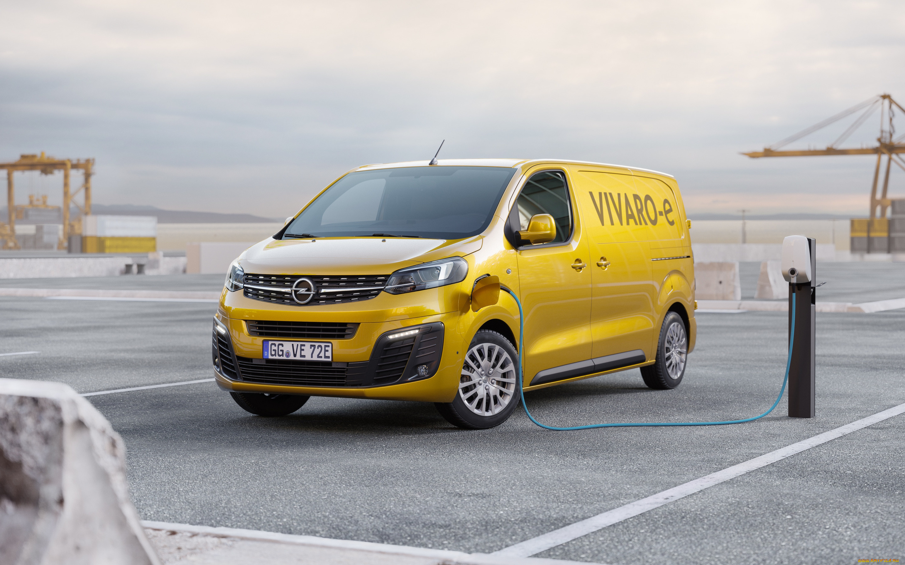 автомобили, opel, vivaro-e, 2020, электрический, автомобиль, фургон, экстерьер, желтый, vivaro, вид, спереди, минивэн