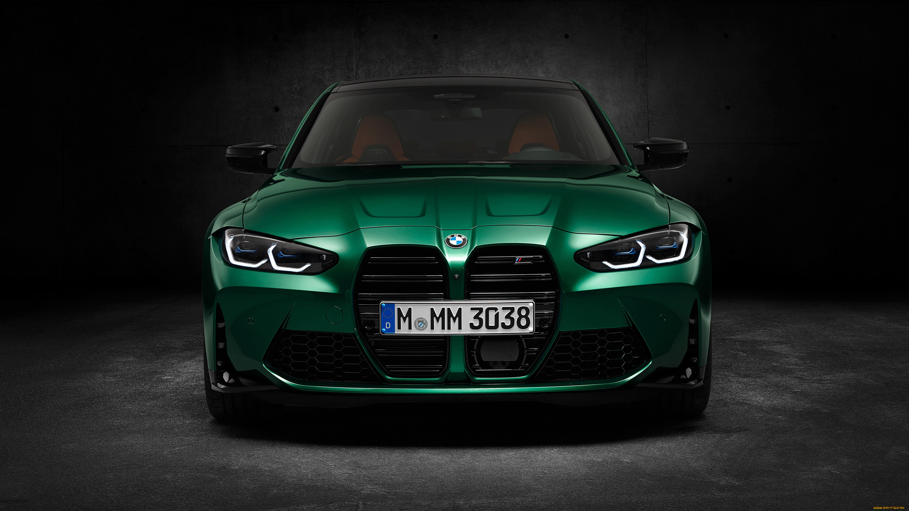 автомобили, bmw, зеленый, green, m3, competition, 2020, вид, спереди