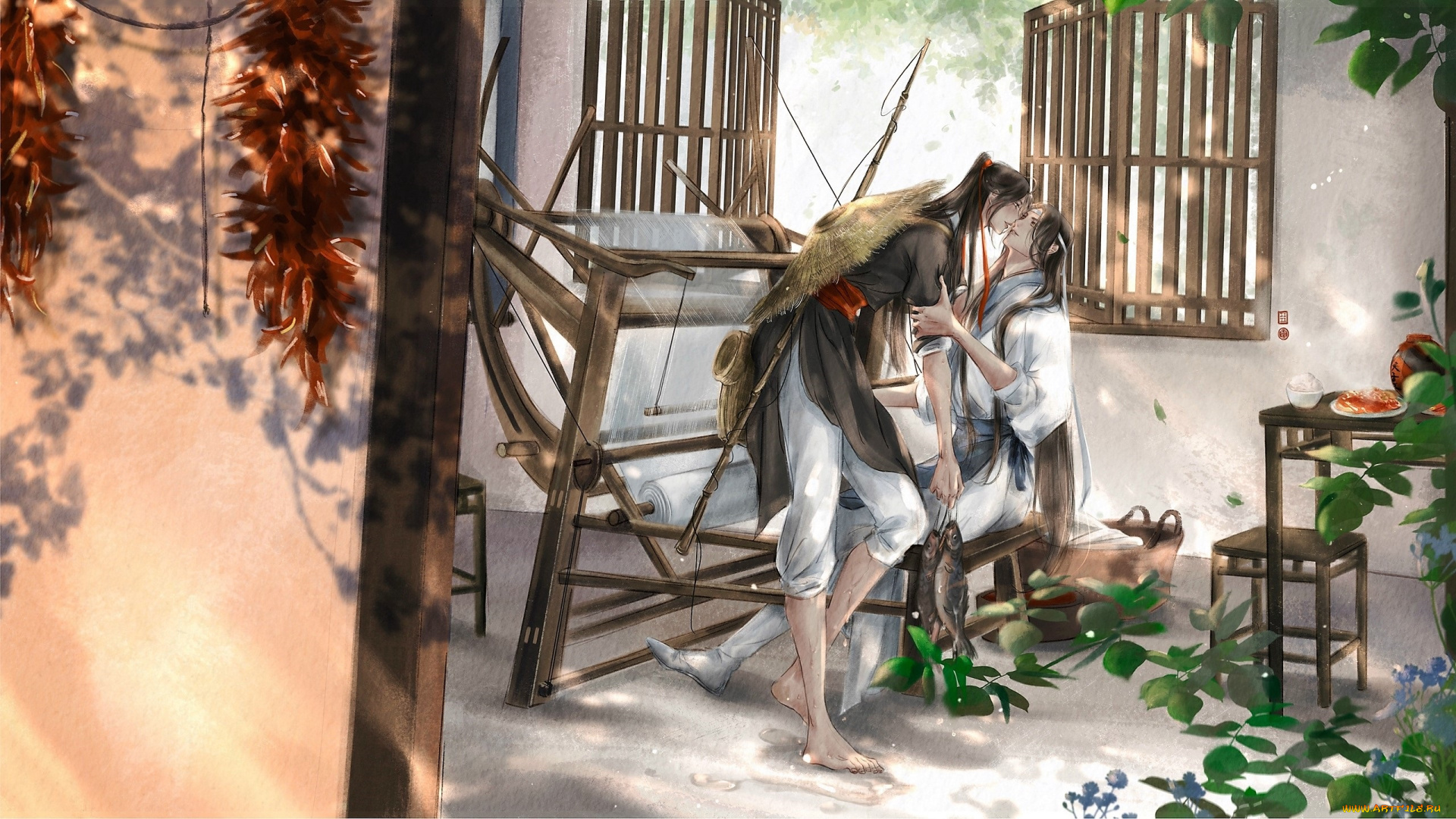 аниме, mo, dao, zu, shi, вэй, усянь, лань, ванцзы, ткацкий, станок, рыба