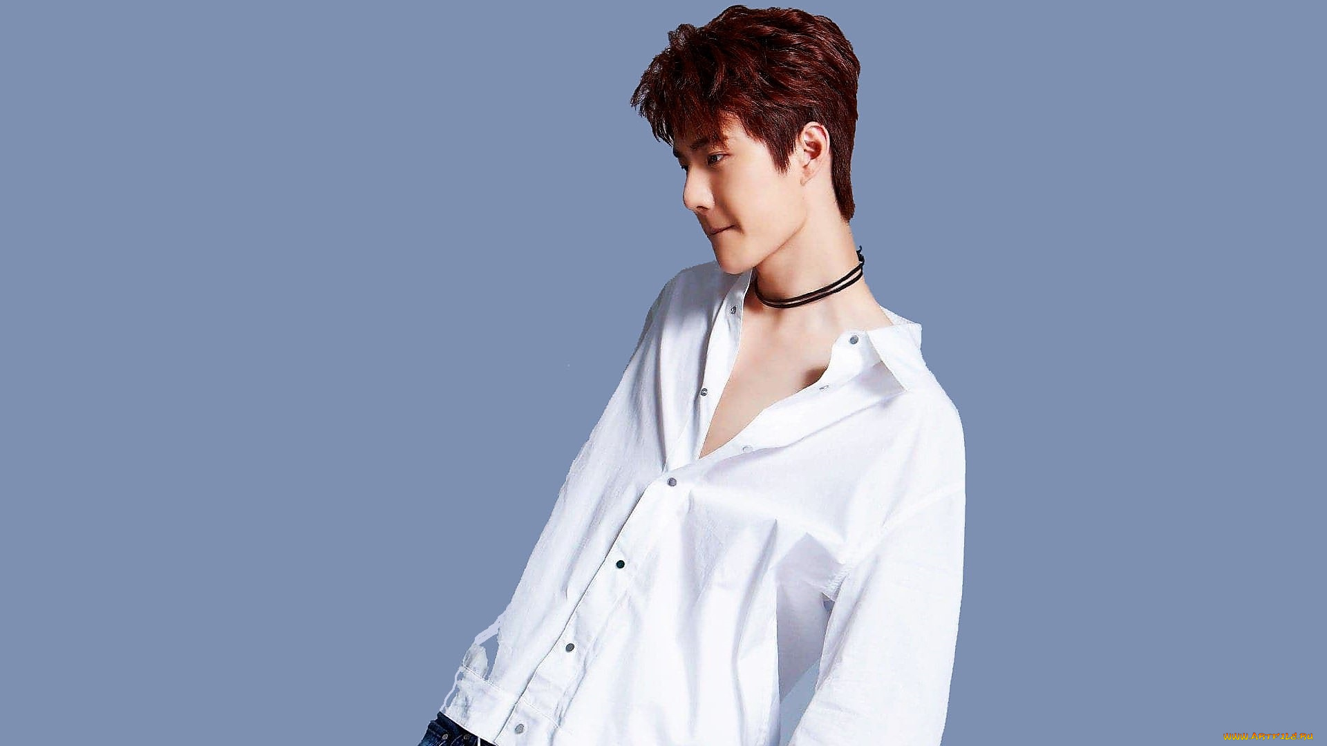 мужчины, wang, yi, bo, рыжий, рубашка, джинсы