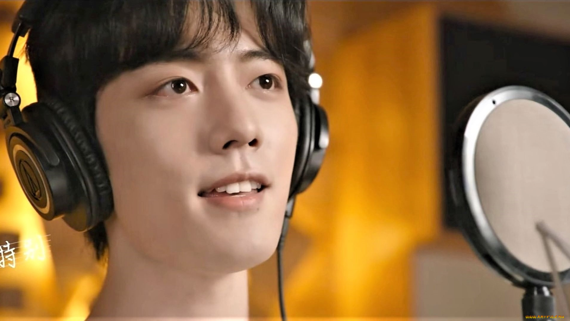 мужчины, xiao, zhan, актер, лицо, наушники, микрофон