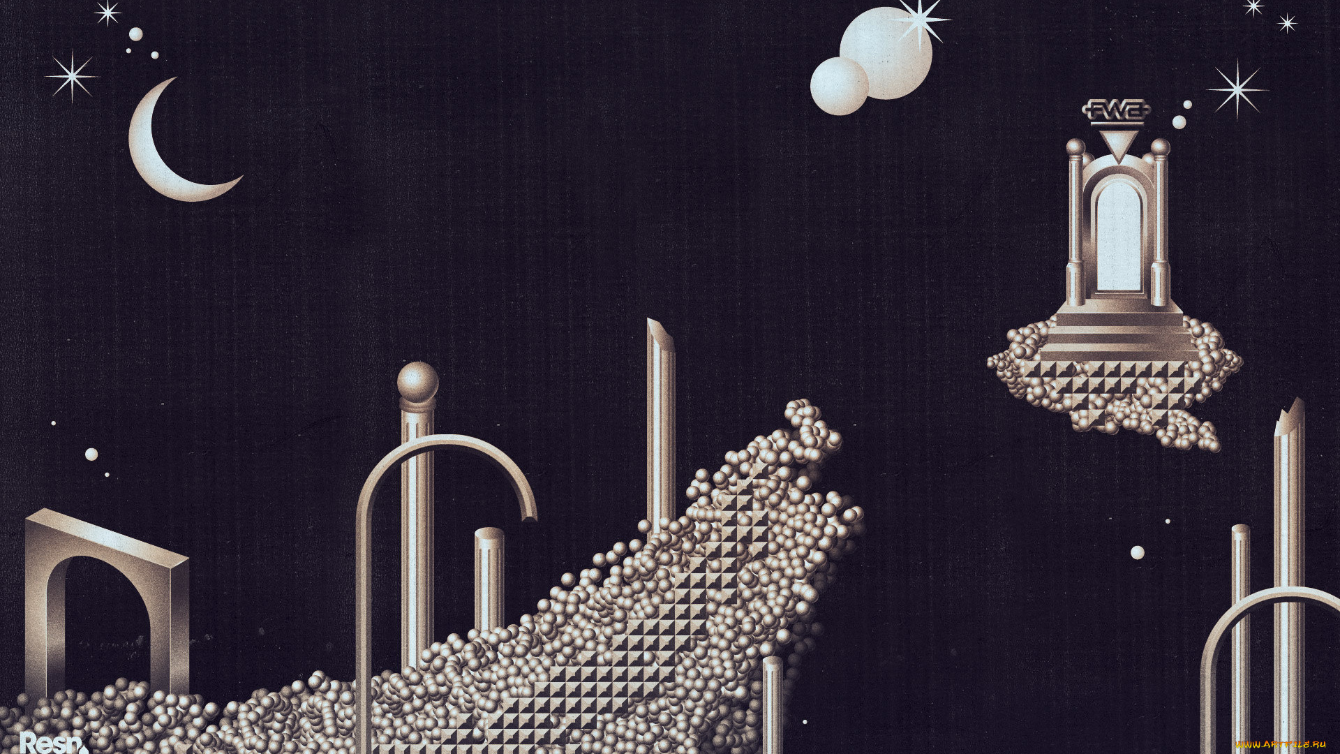 векторная, графика, -графика, , graphics, колонны, дорога, портал, светила, небо