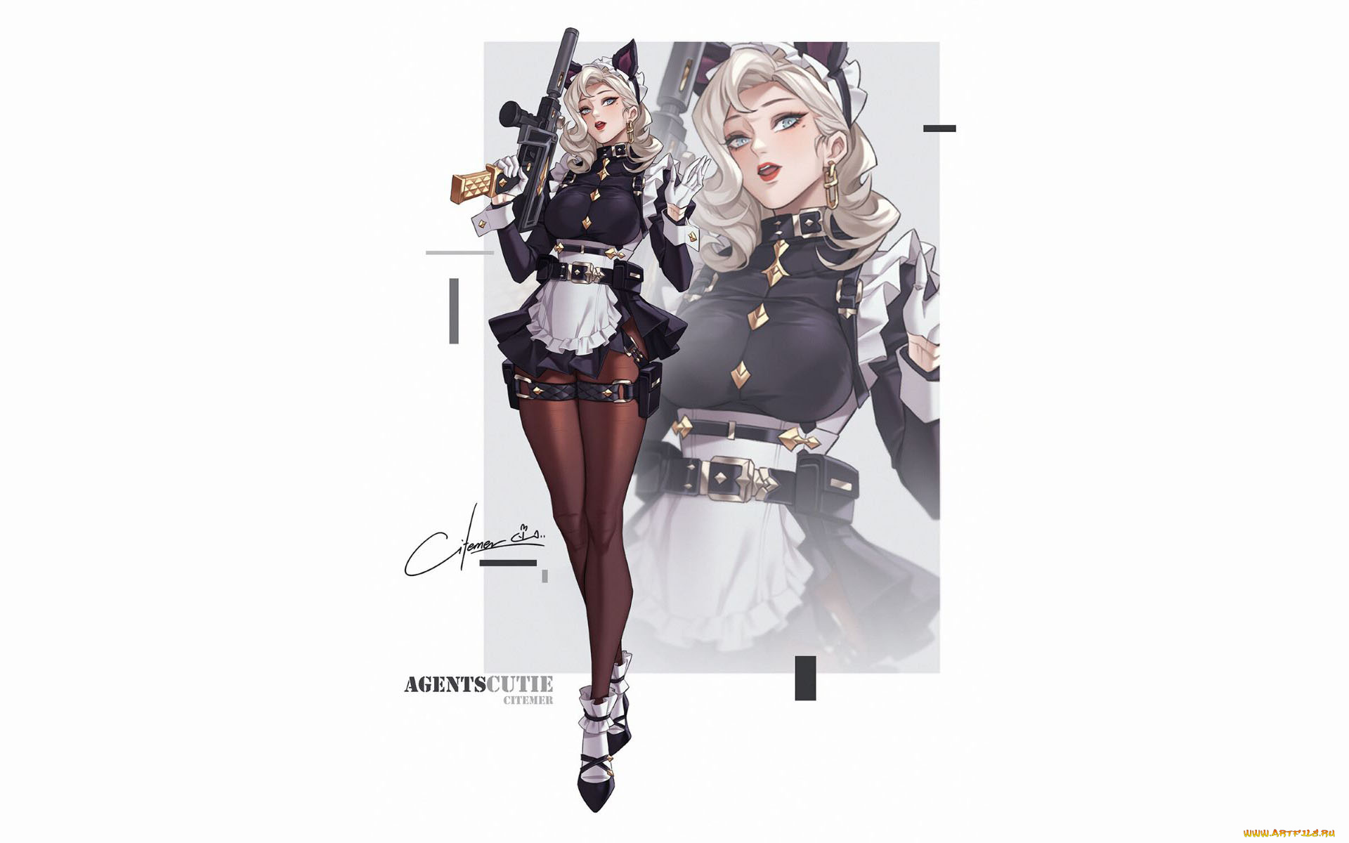 аниме, оружие, , техника, , технологии, девушка, автомат, ушки