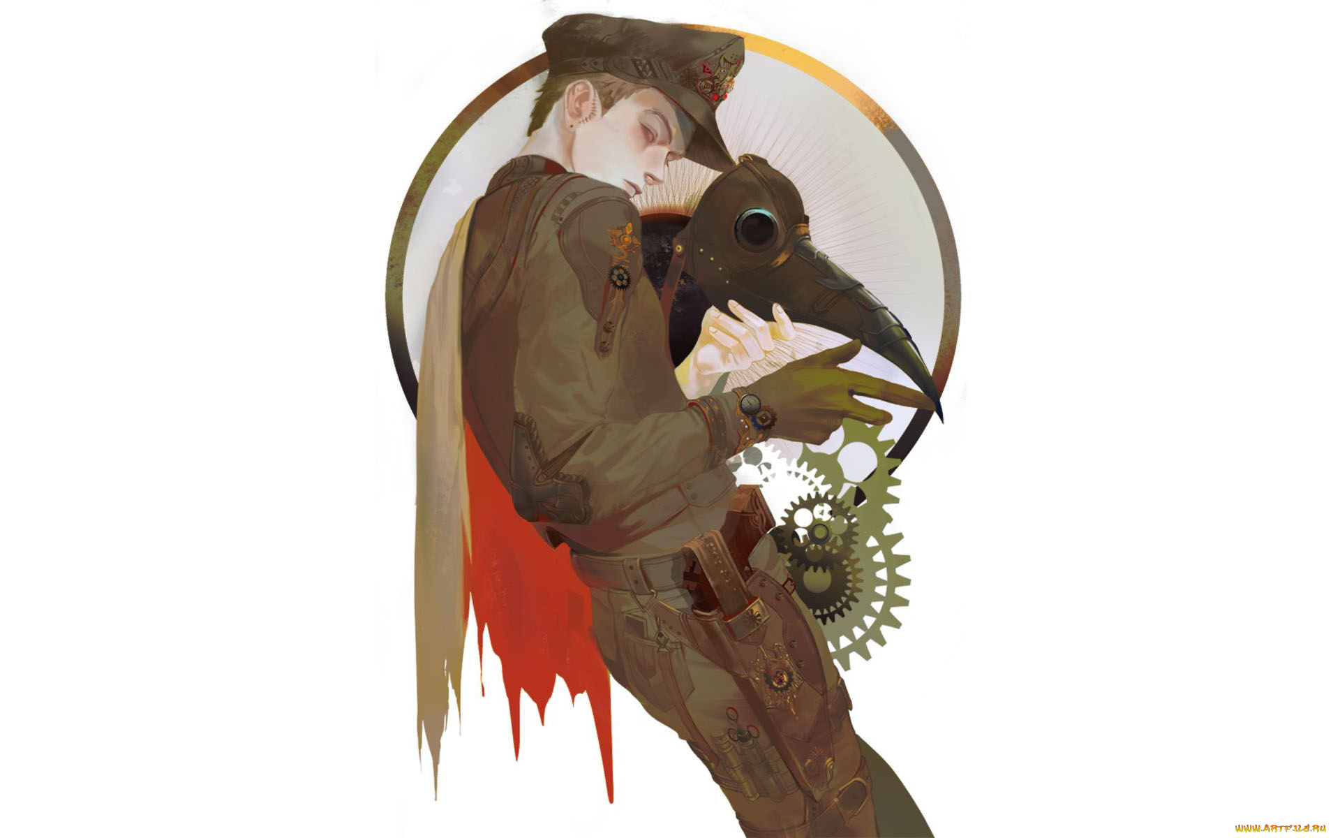 аниме, unknown, , другое, , парень, фуражка, форма, маска, шестеренки