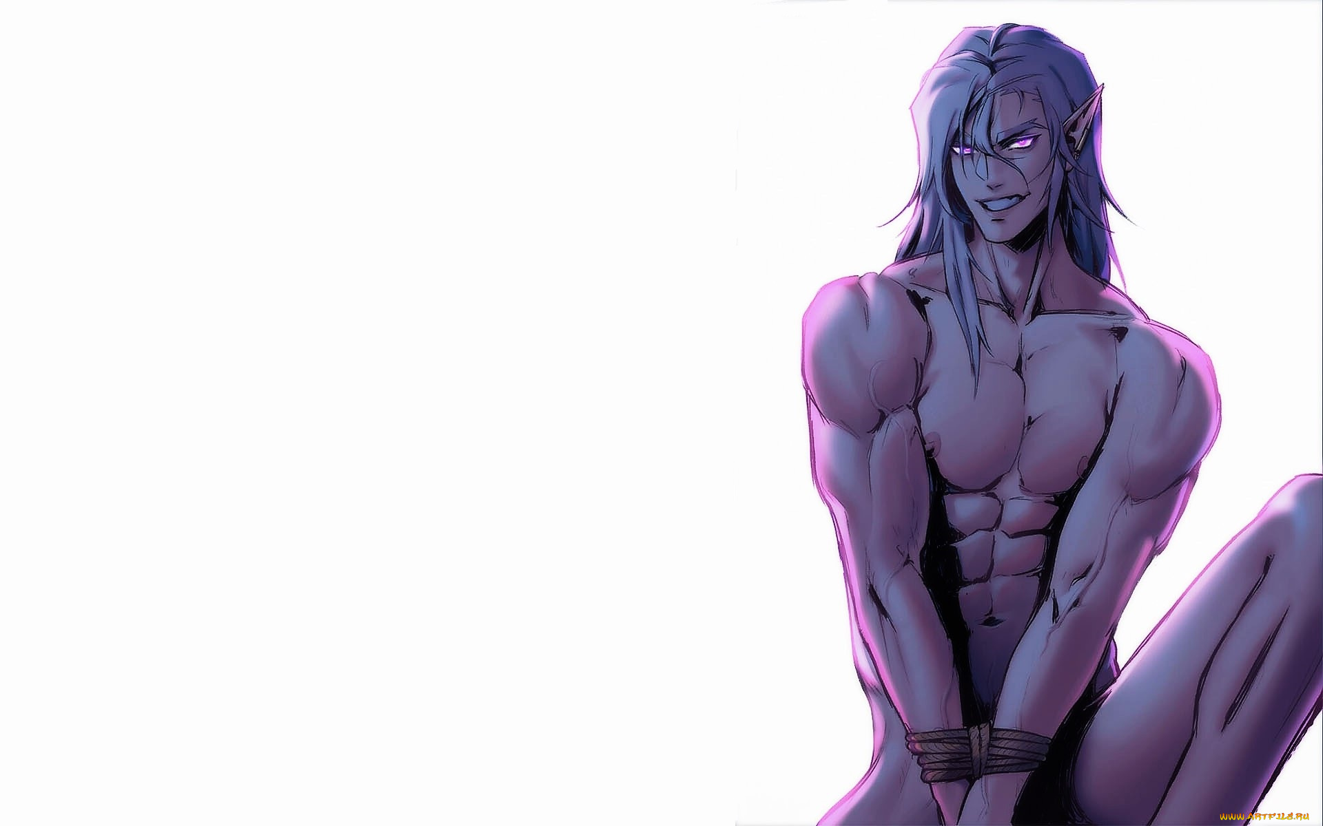 аниме, животные, , существа, эльф, веревки, торс