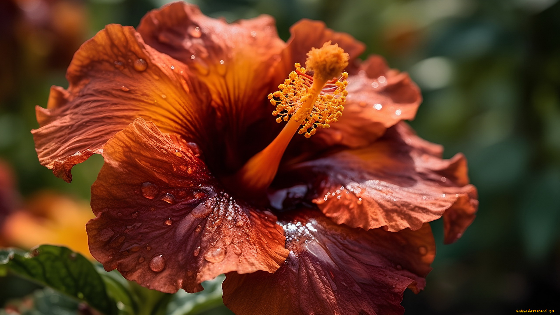 цветы, гибискусы, капли, гибискус, макро