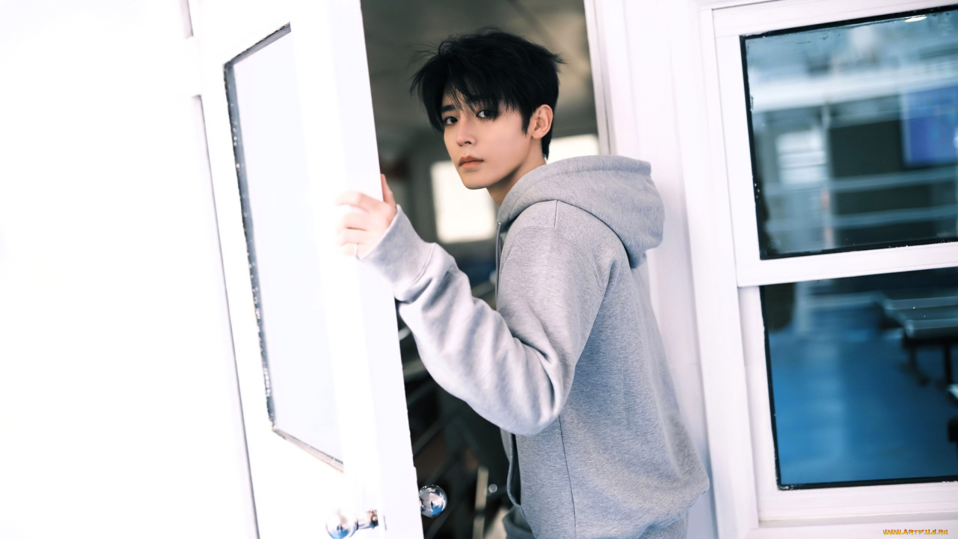 мужчины, hou, ming, hao, актер, кофта, дверь