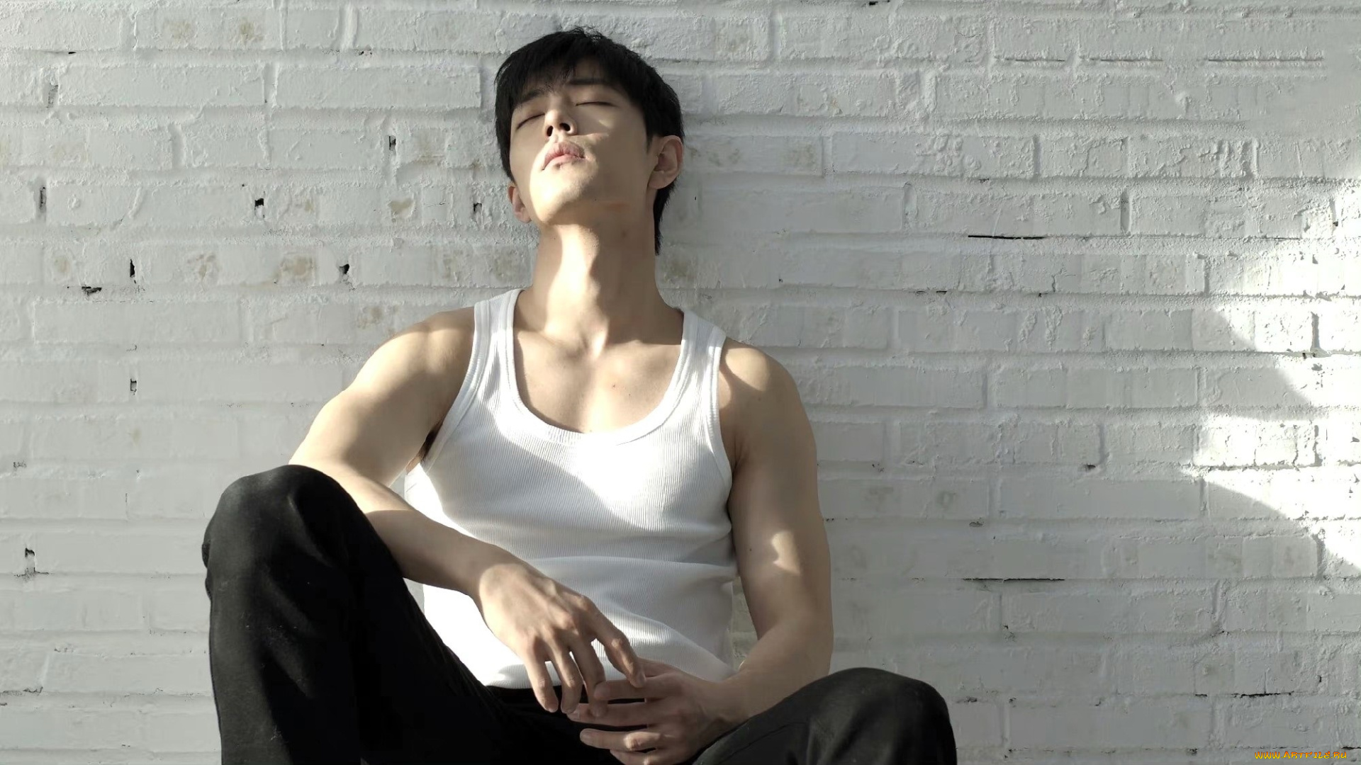 мужчины, xiao, zhan, актер, майка, стена