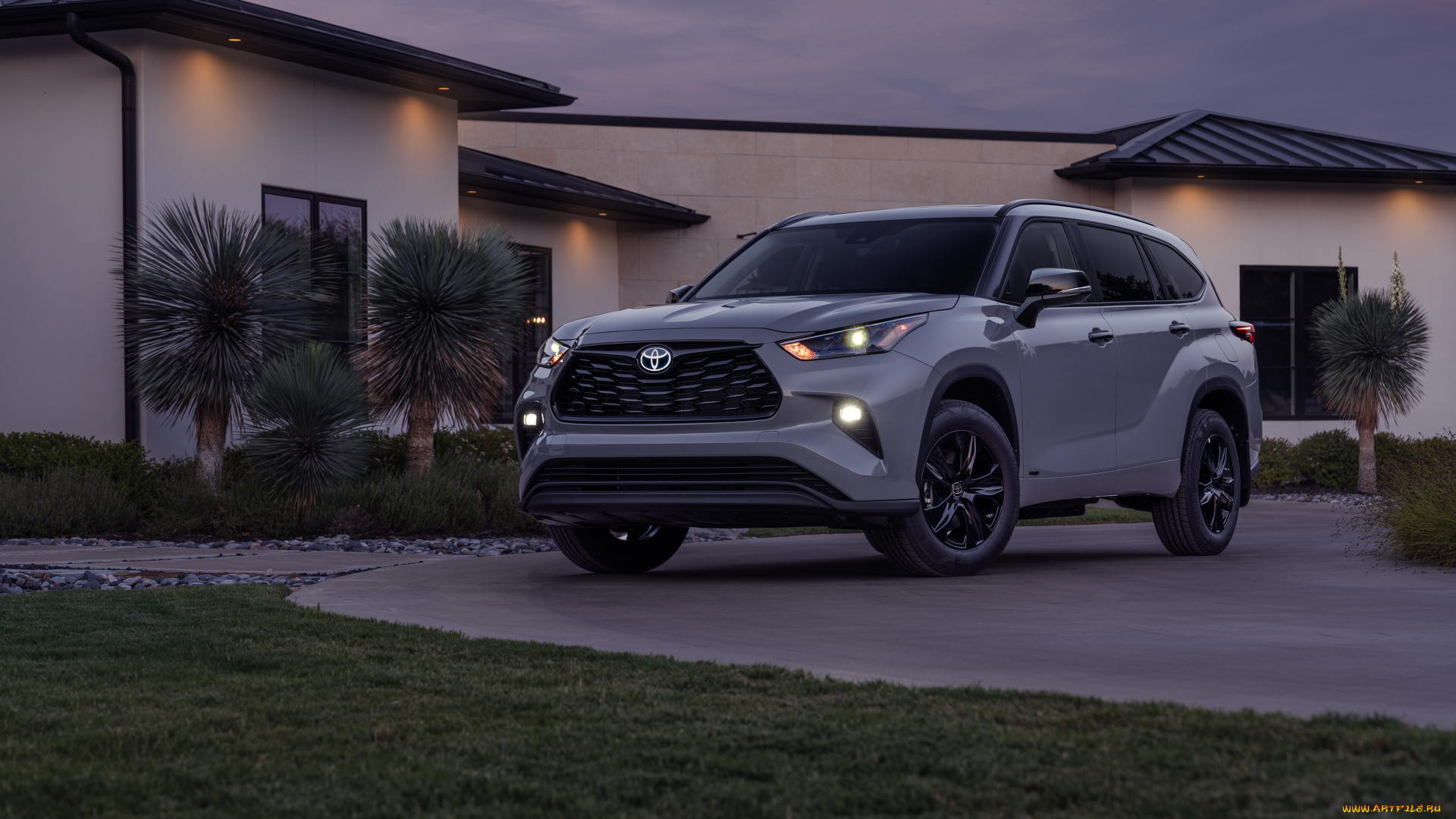 toyota, highlander, hybrid, xle, nightshade, 2024, автомобили, toyota, highlander, hybrid, xle, nightshade, тойота, двор, кроссовер