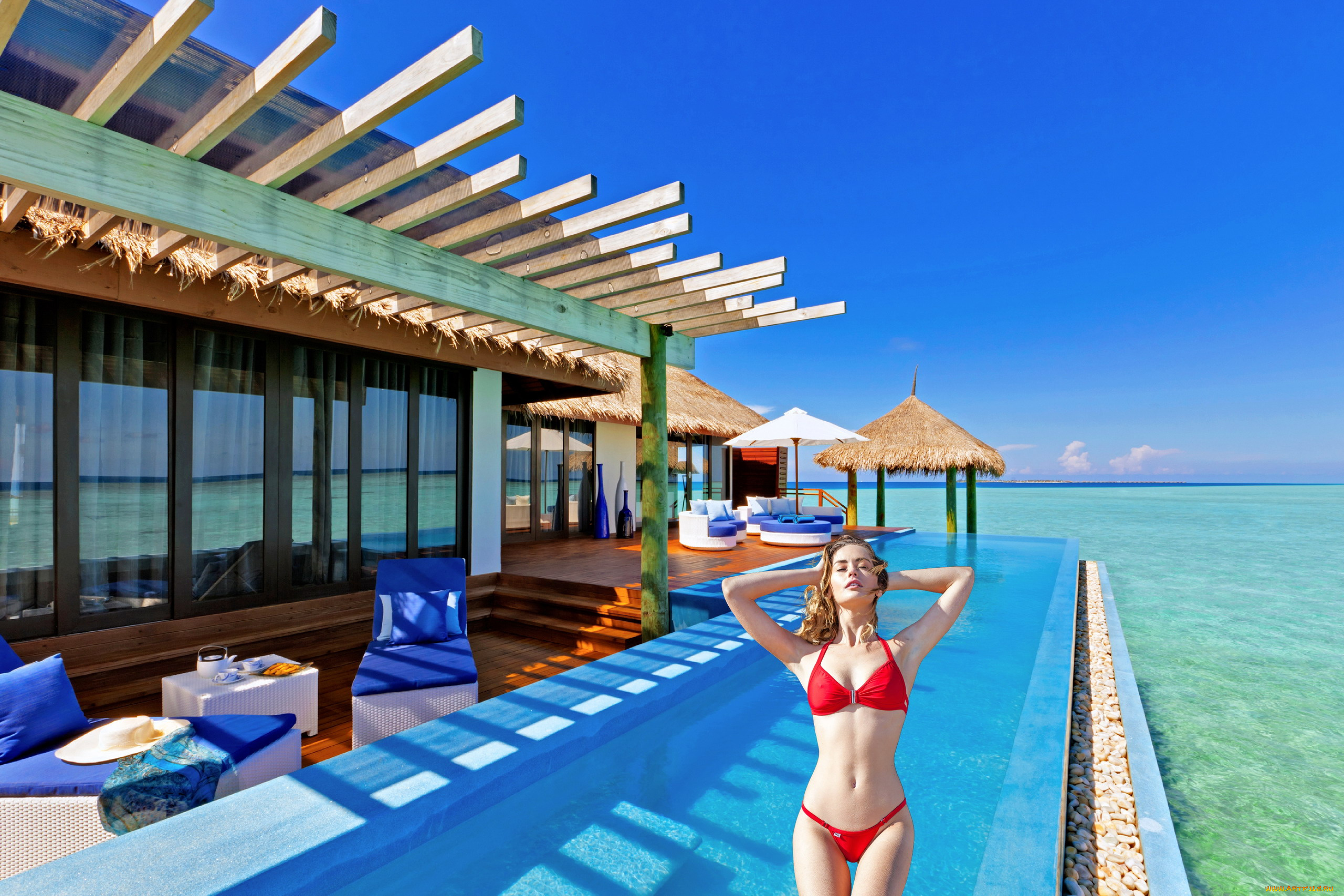 девушки, kate, alex, бассейн, бикини