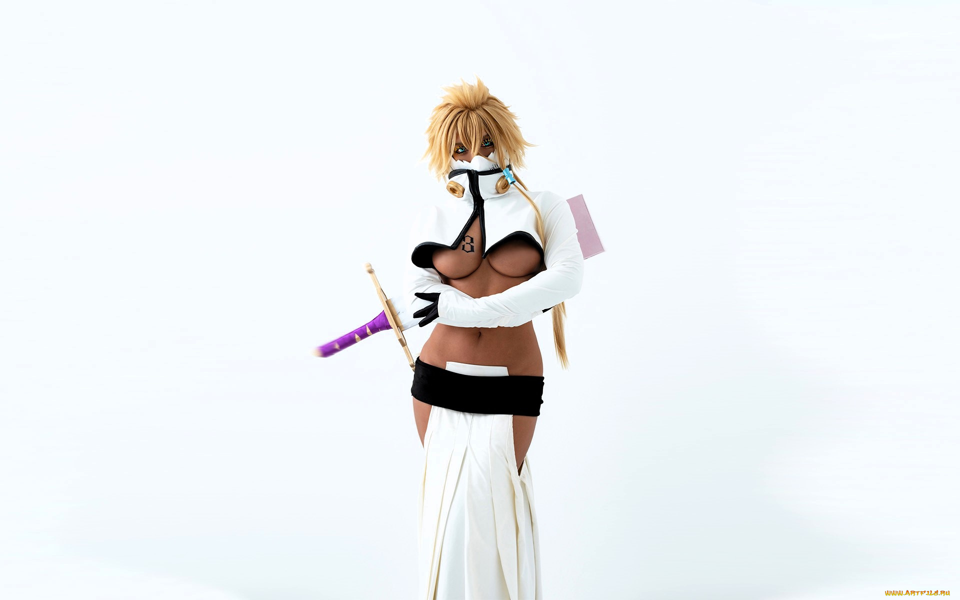 девушки, nonsummerjack, образ, костюм, косплей, маска, оружие, грудь