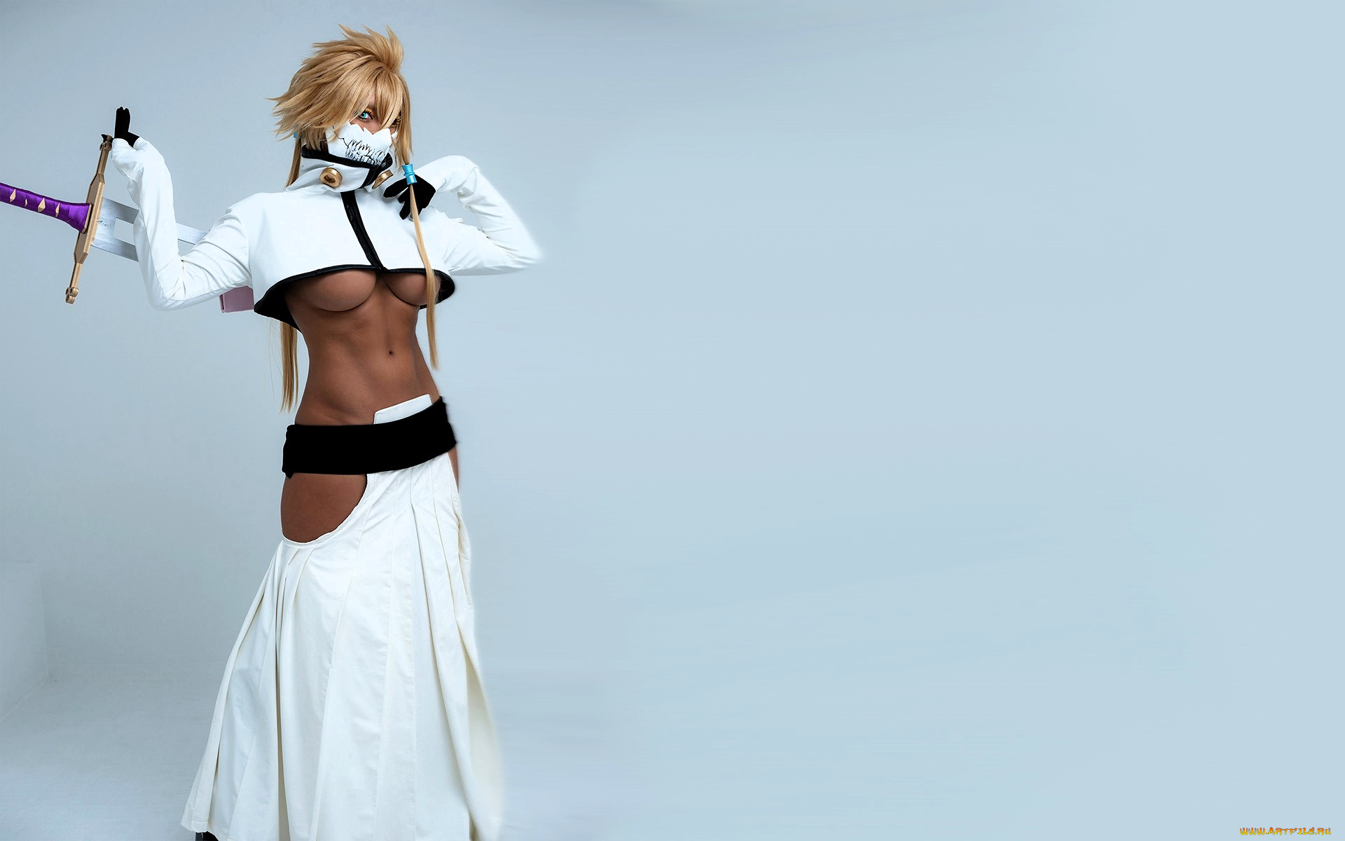 девушки, nonsummerjack, образ, костюм, косплей, маска, оружие, грудь